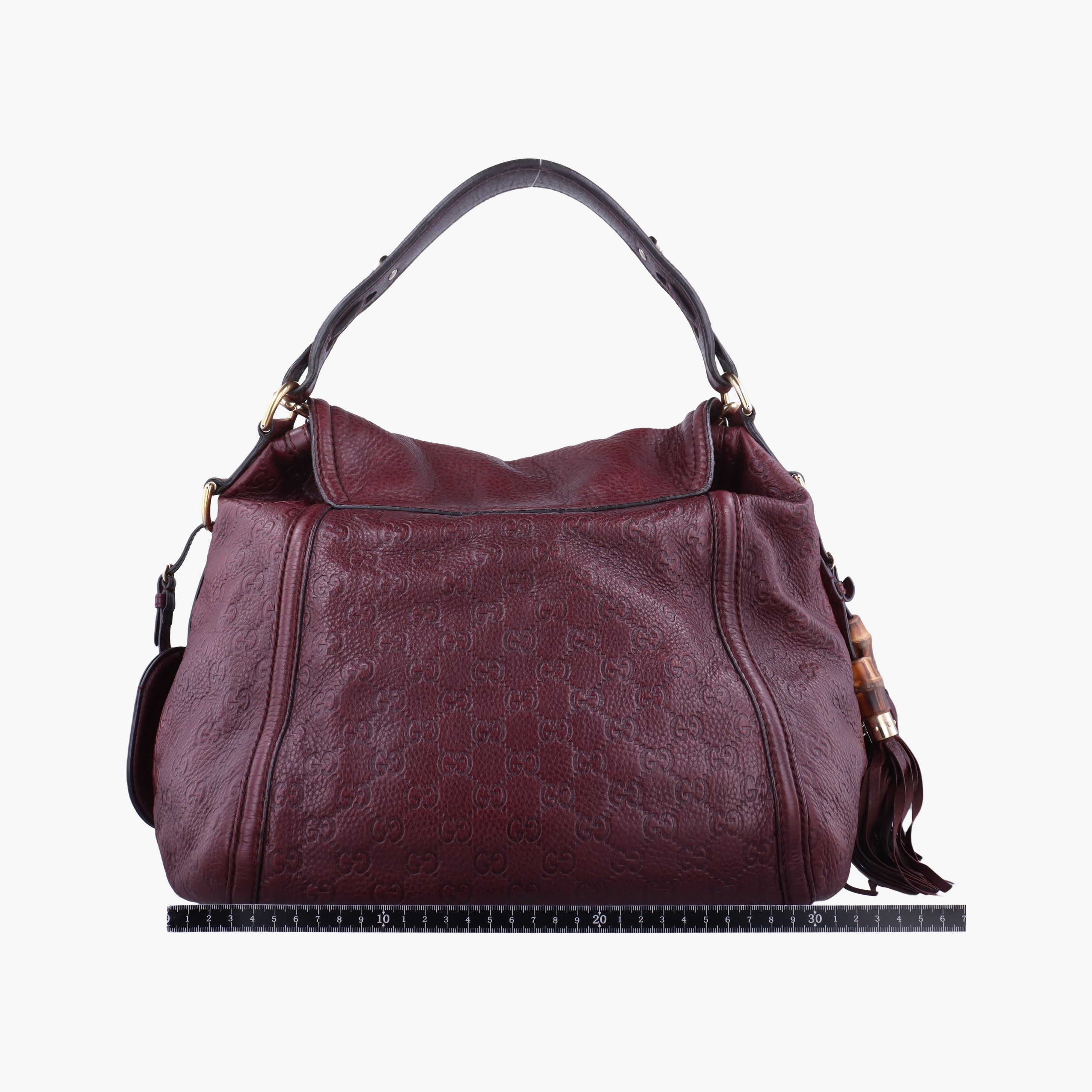 Pre-owned Gucci Guccissima Large Techno Horsebit Hobo Burgundy Leather 240236 shoulderbag | stylenewstar
