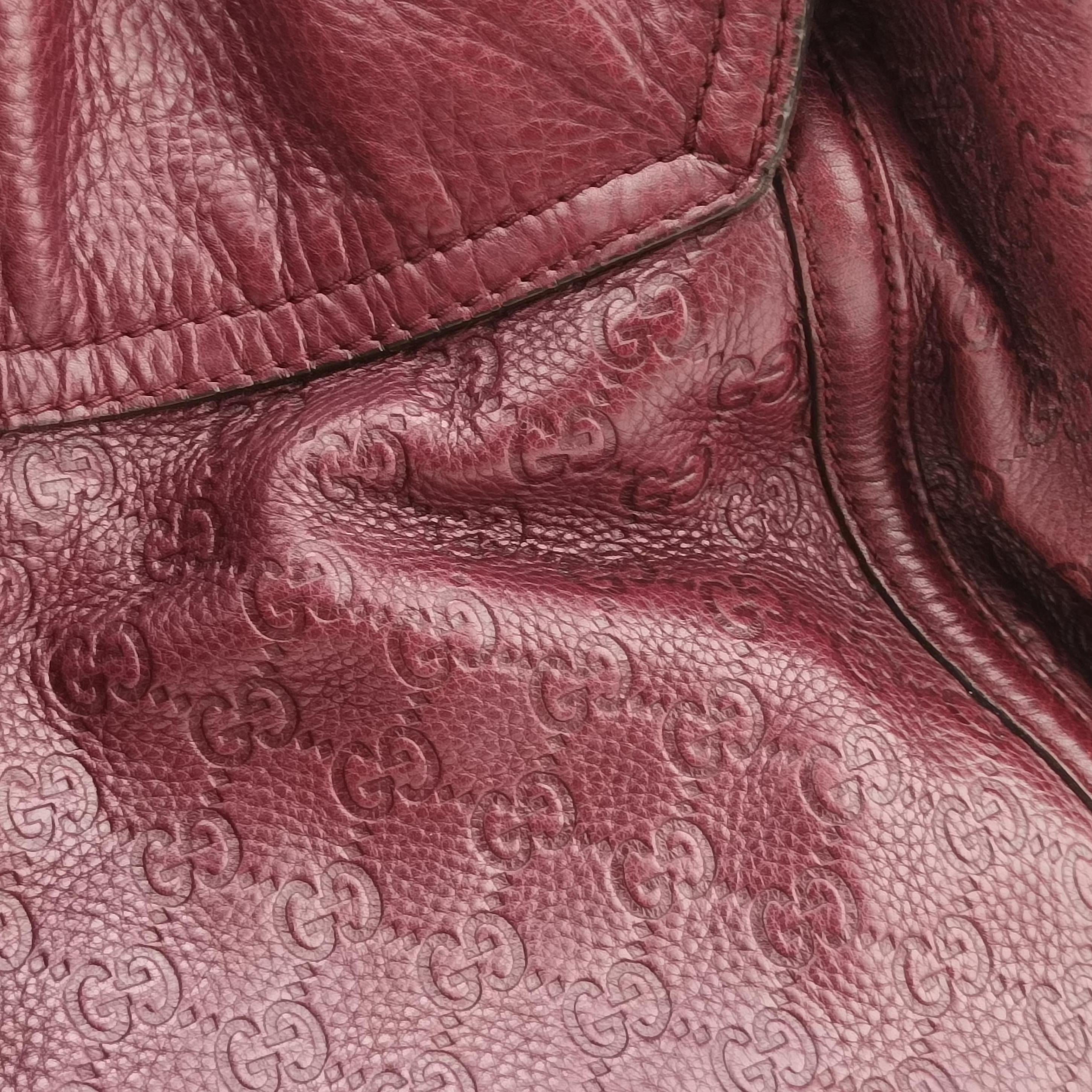 Pre-owned Gucci Guccissima Large Techno Horsebit Hobo Burgundy Leather 240236 shoulderbag | stylenewstar