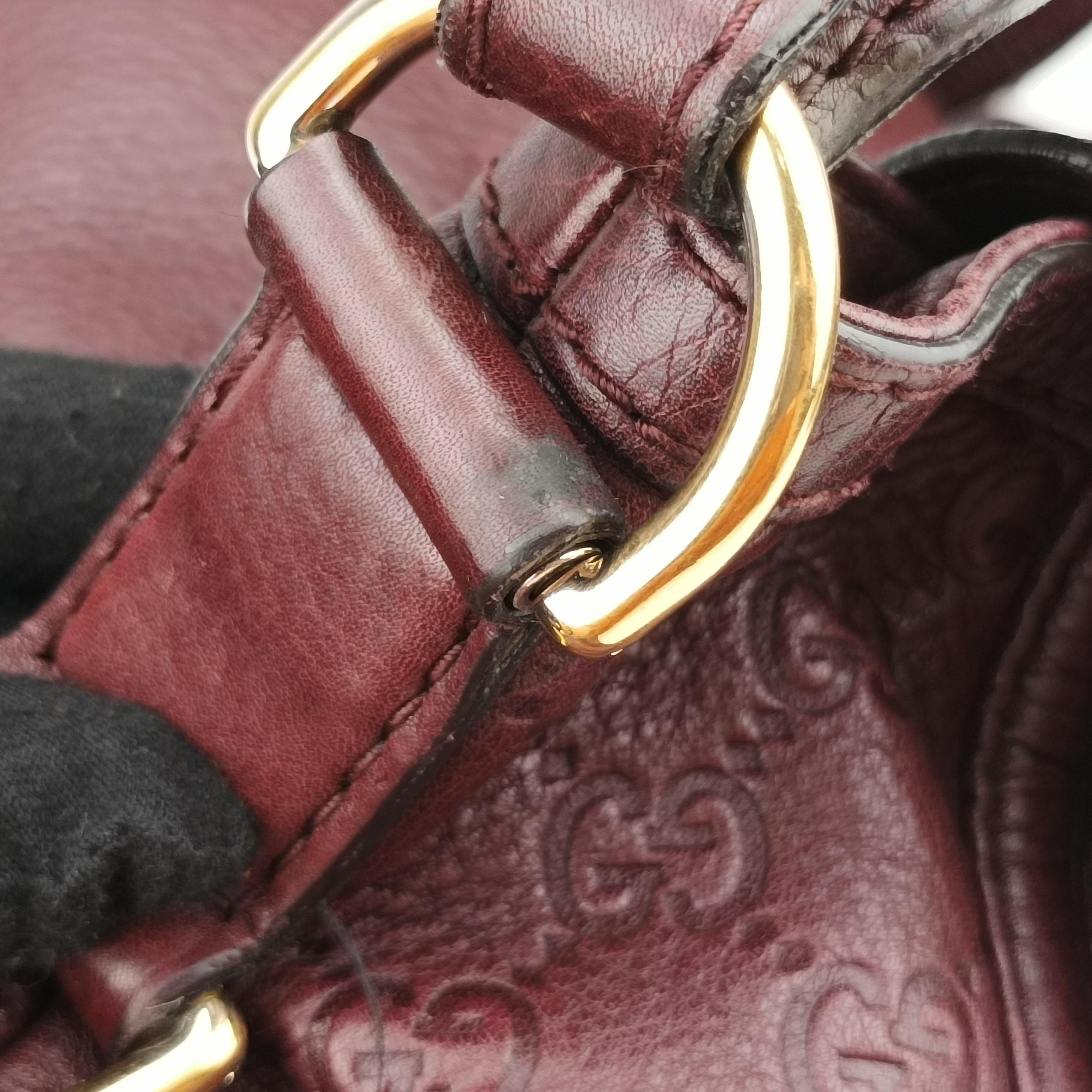 Pre-owned Gucci Guccissima Large Techno Horsebit Hobo Burgundy Leather 240236 shoulderbag | stylenewstar