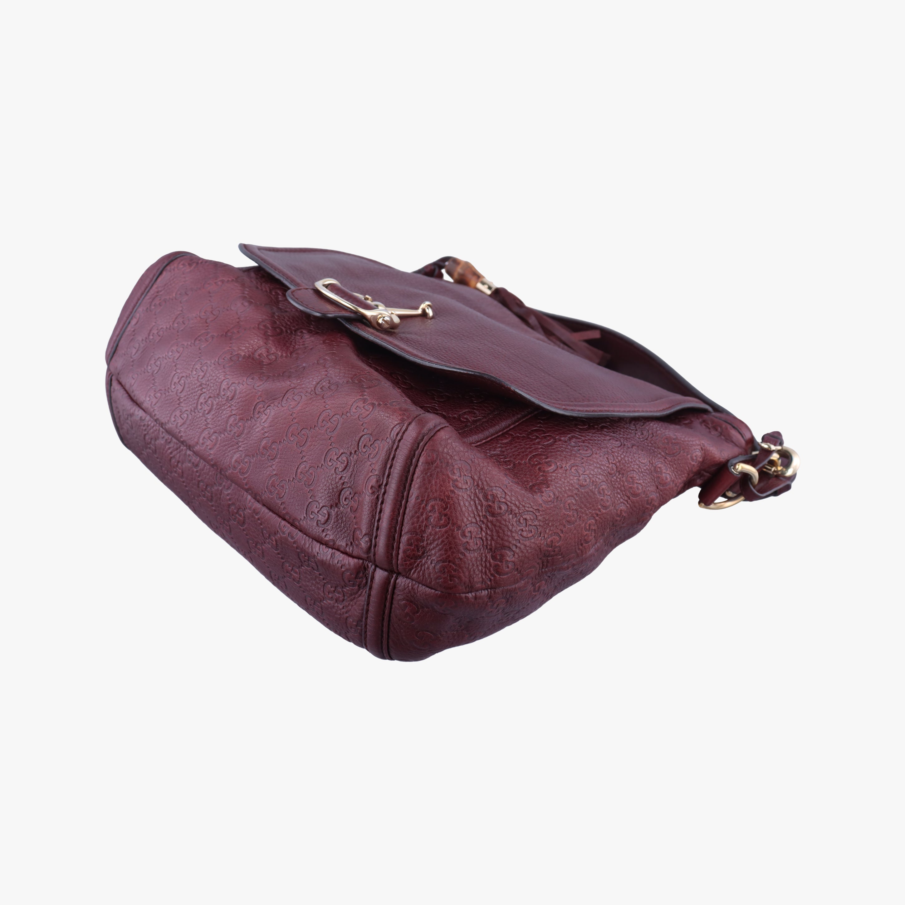 Pre-owned Gucci Guccissima Large Techno Horsebit Hobo Burgundy Leather 240236 shoulderbag | stylenewstar