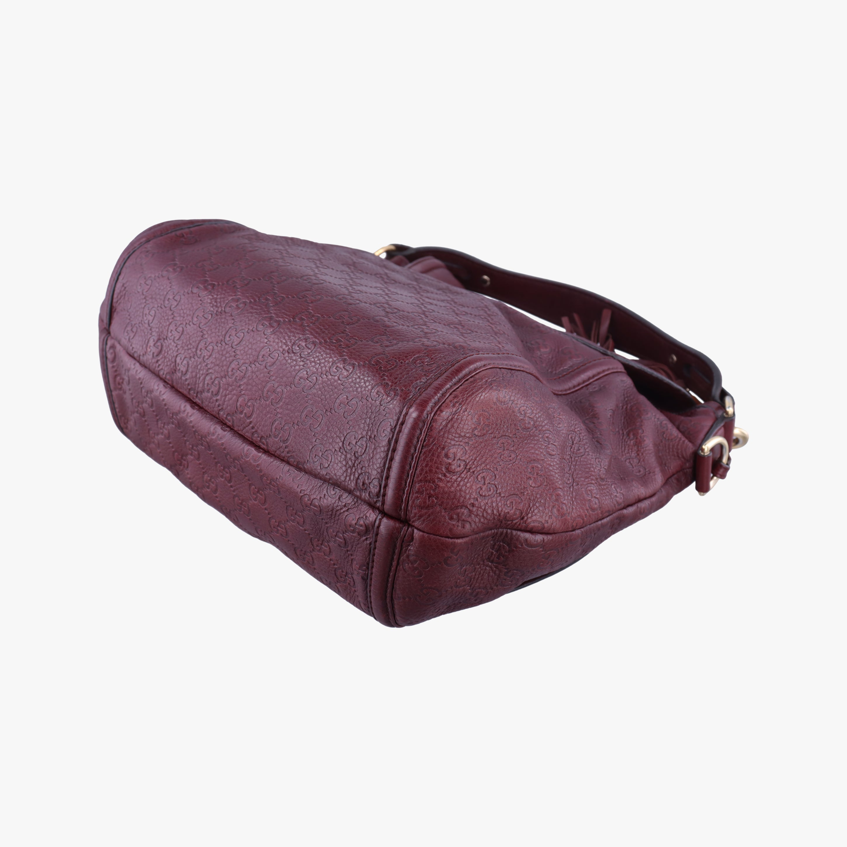 Pre-owned Gucci Guccissima Large Techno Horsebit Hobo Burgundy Leather 240236 shoulderbag | stylenewstar