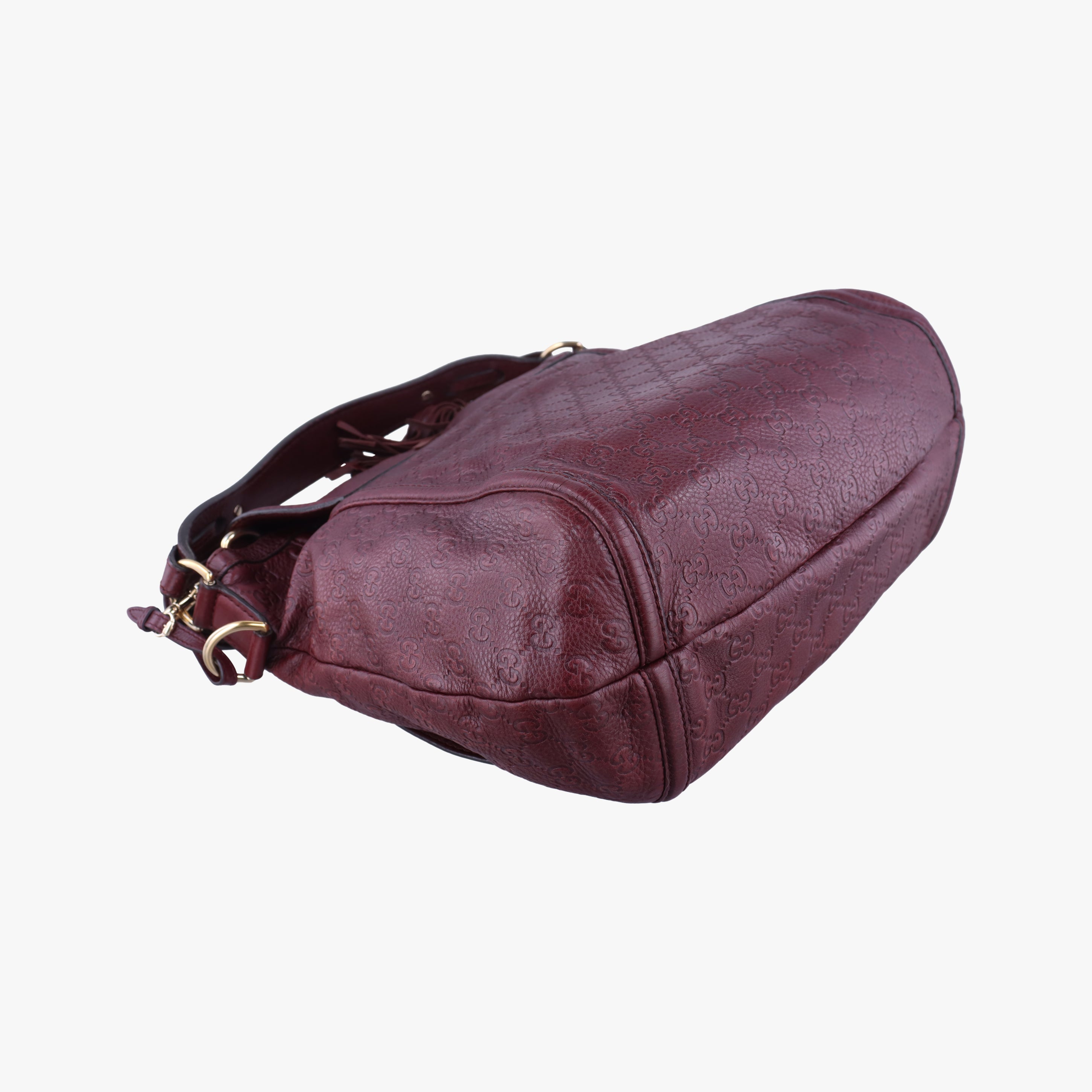 Pre-owned Gucci Guccissima Large Techno Horsebit Hobo Burgundy Leather 240236 shoulderbag | stylenewstar