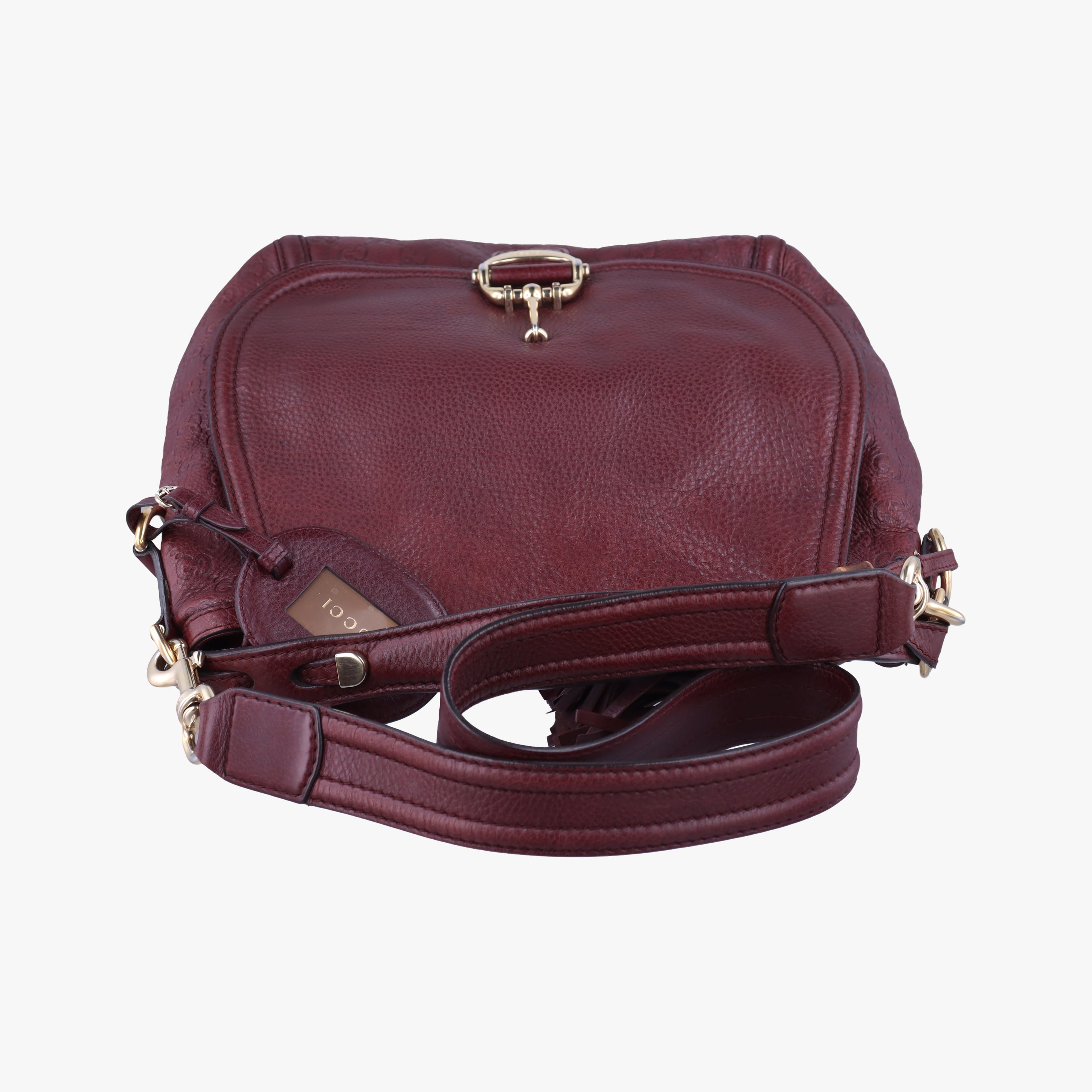 Pre-owned Gucci Guccissima Large Techno Horsebit Hobo Burgundy Leather 240236 shoulderbag | stylenewstar