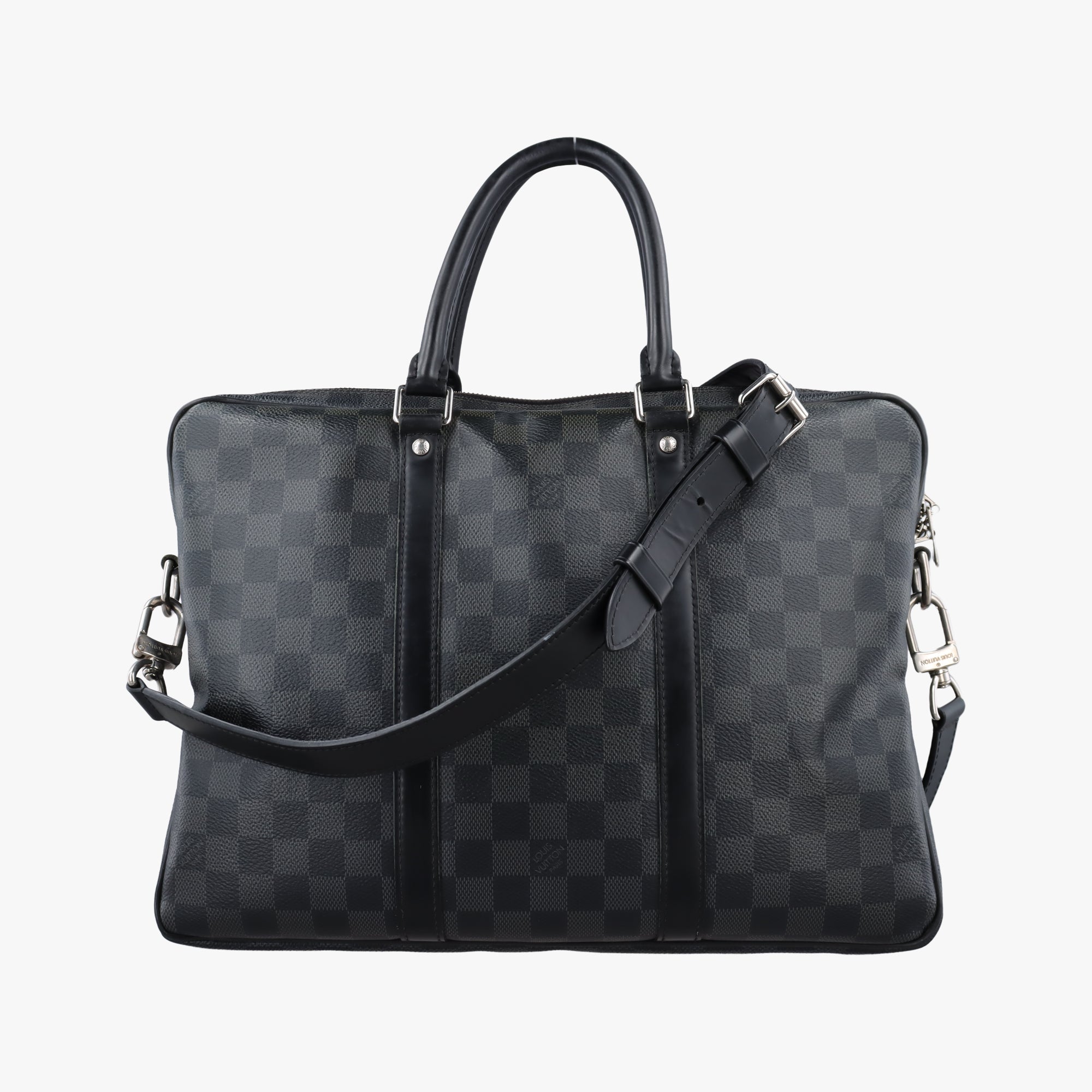 Pre-owned Louis Vuitton Porte Documents Voyage PM Noir Damier Graphite N41478 shoulderbag | stylenewstar