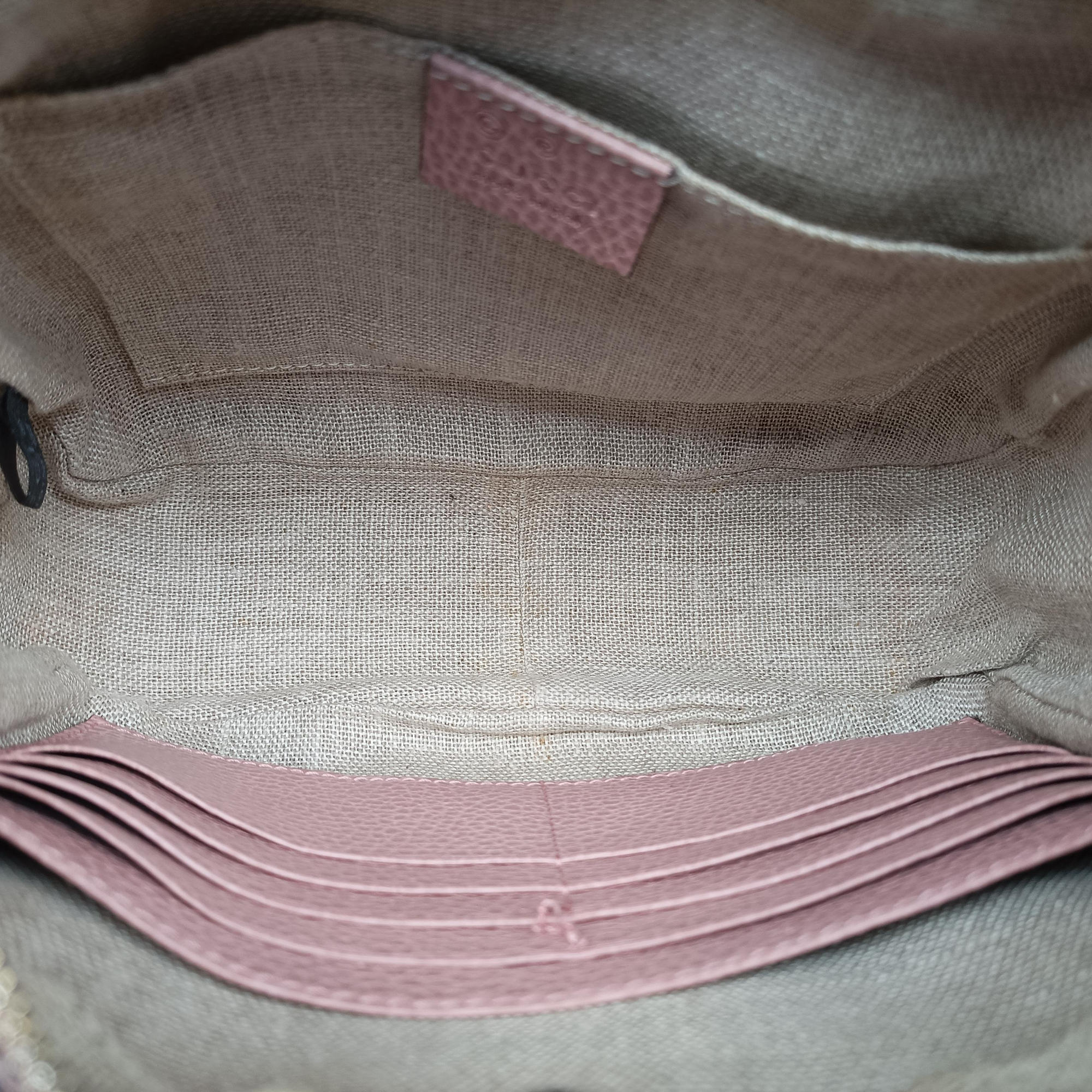 Pre-owned Gucci Bree Microguccissima beige×pink Canvas×Leather 449413 shoulderbag | stylenewstar