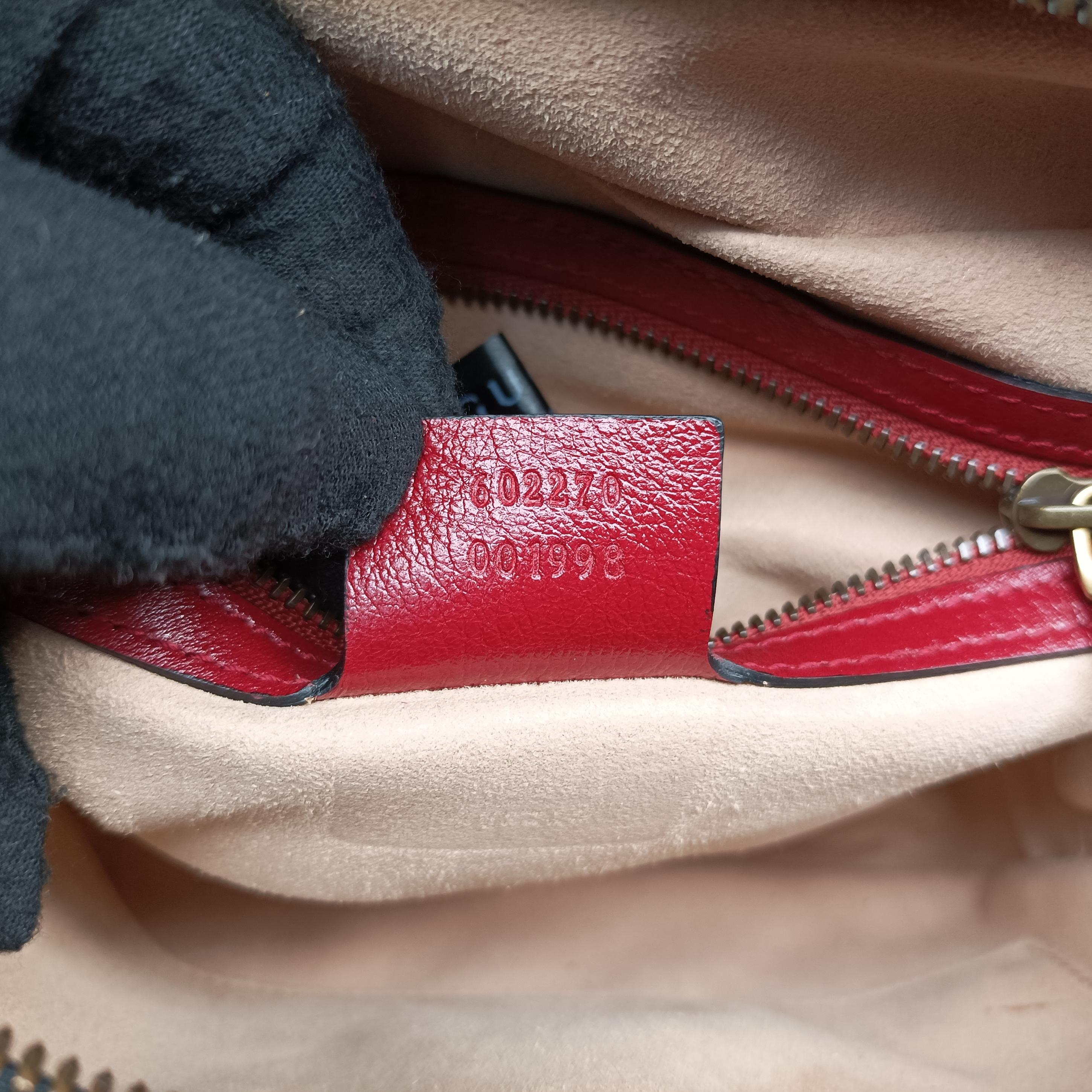 Secondhand Gucci GG Marmont Bamboo Top Handle Black×Red Leather 602270 shoulderbag | stylenewstar