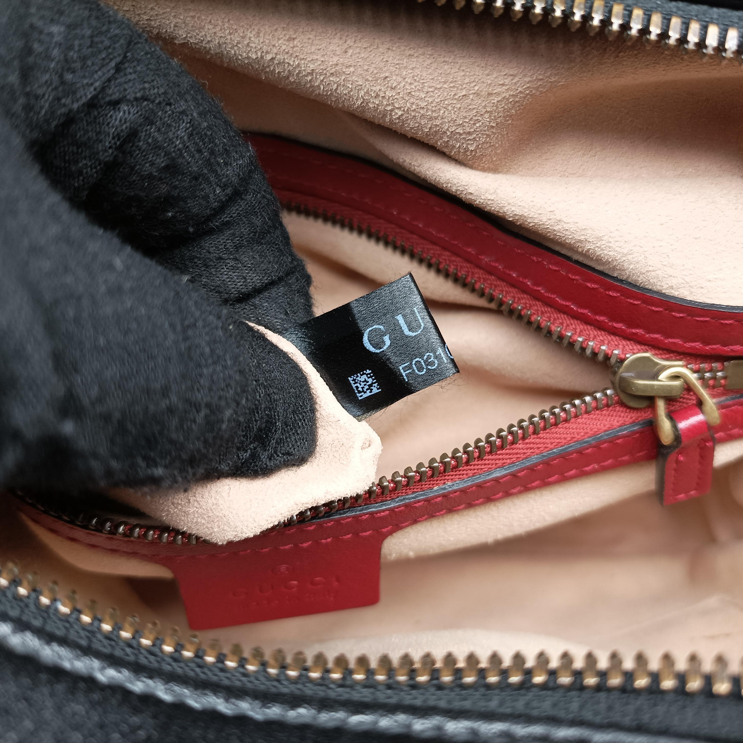 Secondhand Gucci GG Marmont Bamboo Top Handle Black×Red Leather 602270 shoulderbag | stylenewstar