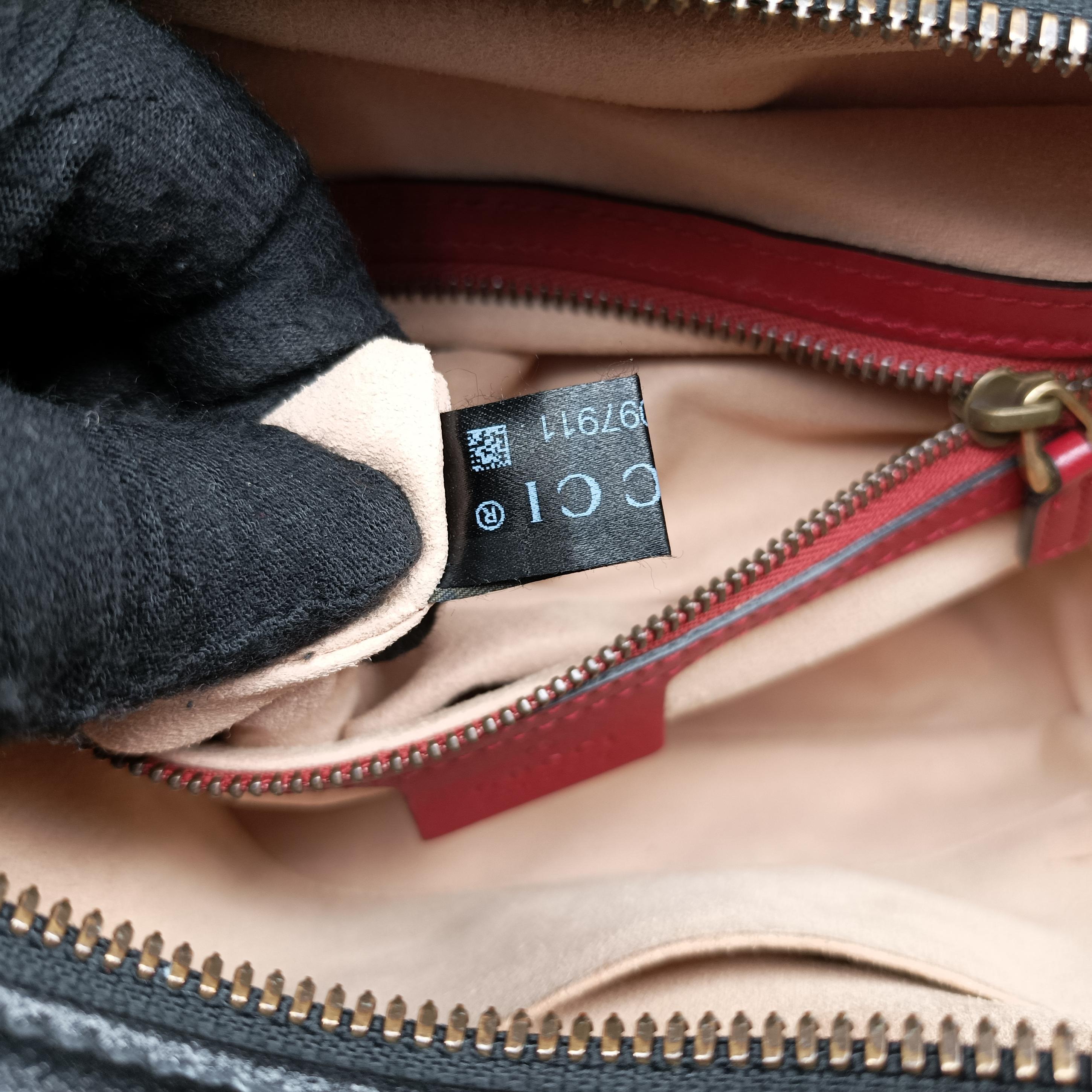 Secondhand Gucci GG Marmont Bamboo Top Handle Black×Red Leather 602270 shoulderbag | stylenewstar