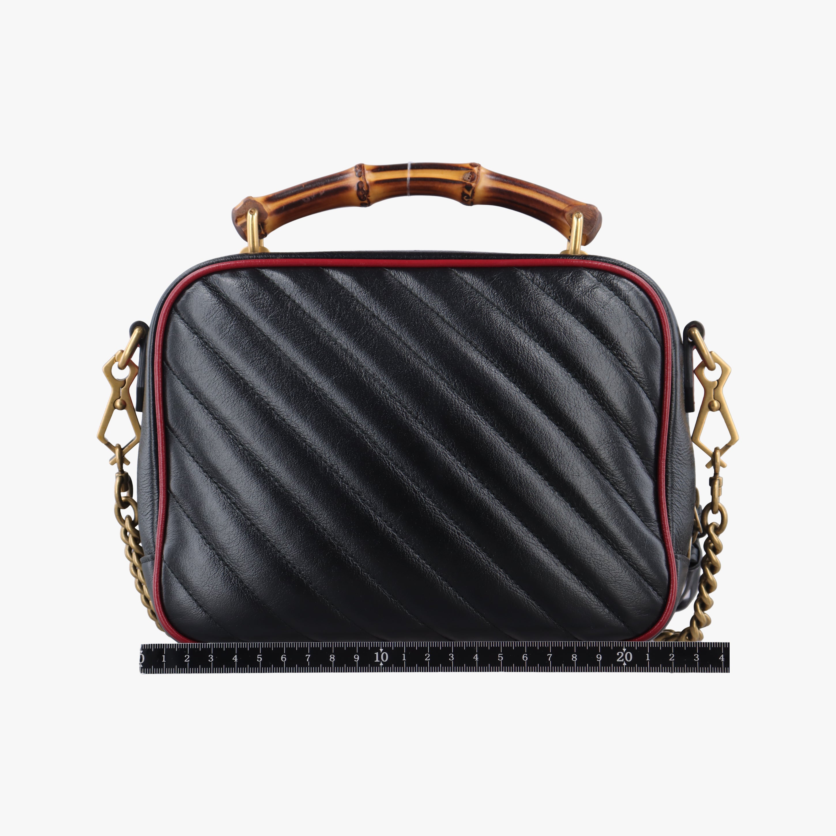 Secondhand Gucci GG Marmont Bamboo Top Handle Black×Red Leather 602270 shoulderbag | stylenewstar