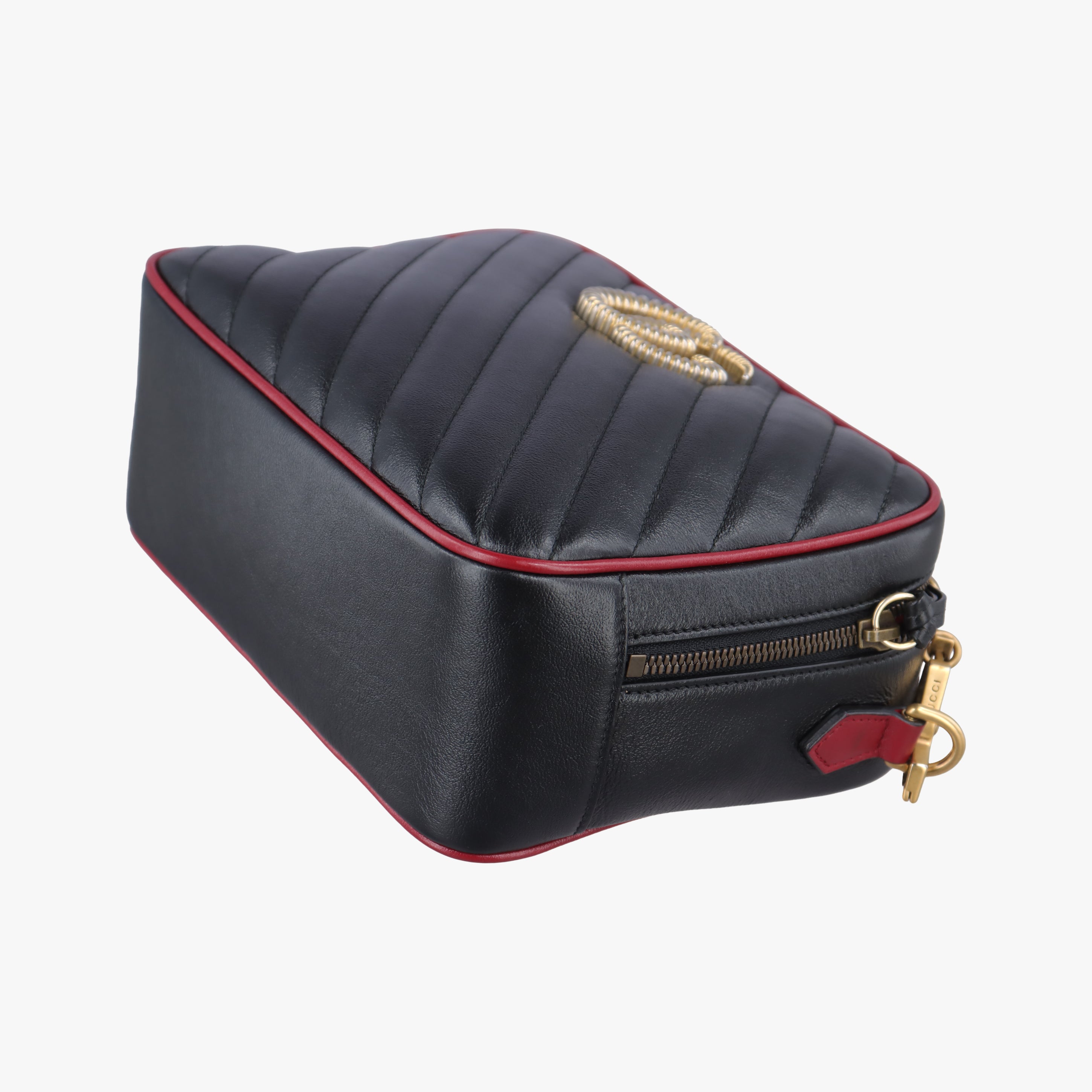 Secondhand Gucci GG Marmont Bamboo Top Handle Black×Red Leather 602270 shoulderbag | stylenewstar