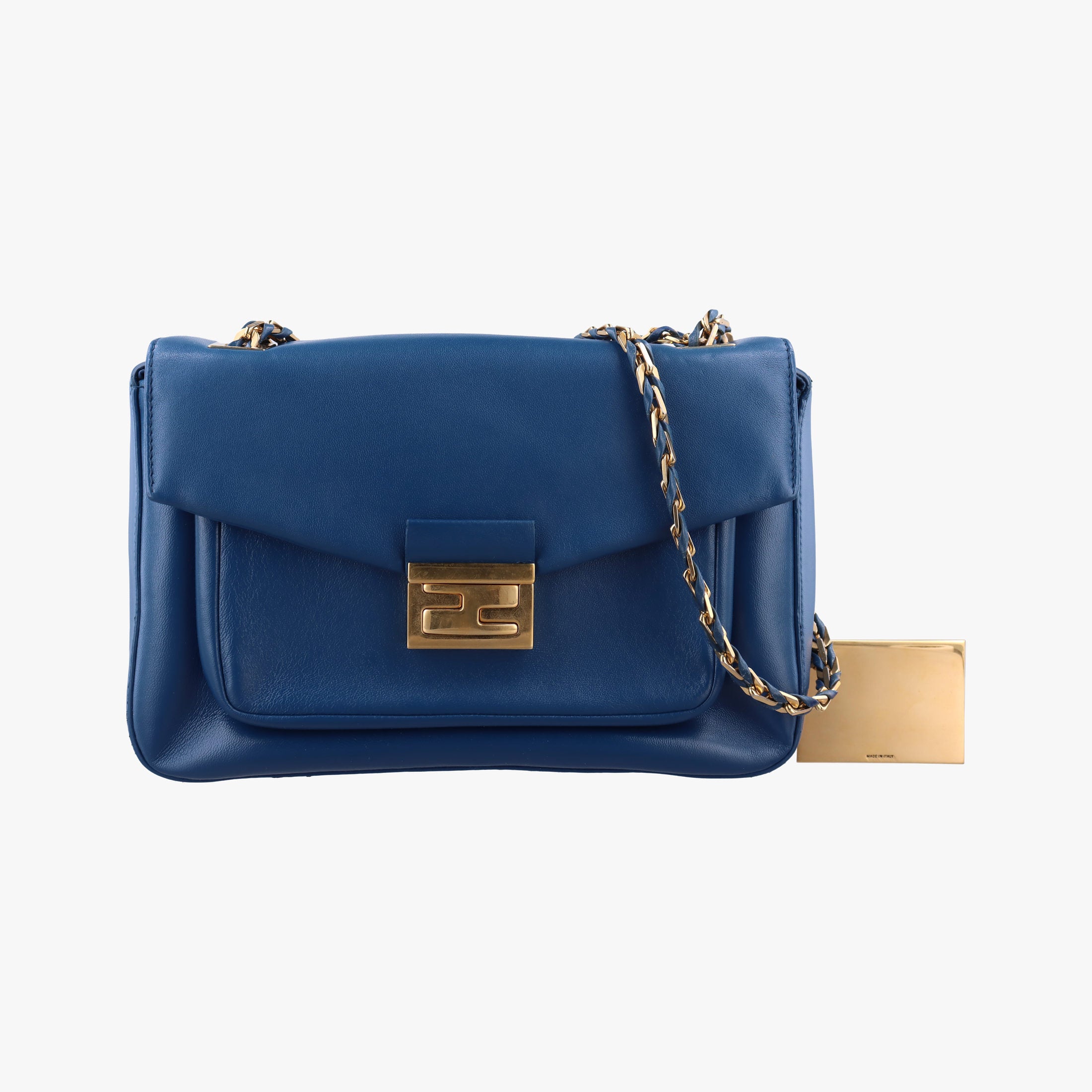 Pre-owned Fendi Be Baguette Blue lambskin 8BR677 shoulderbag | stylenewstar