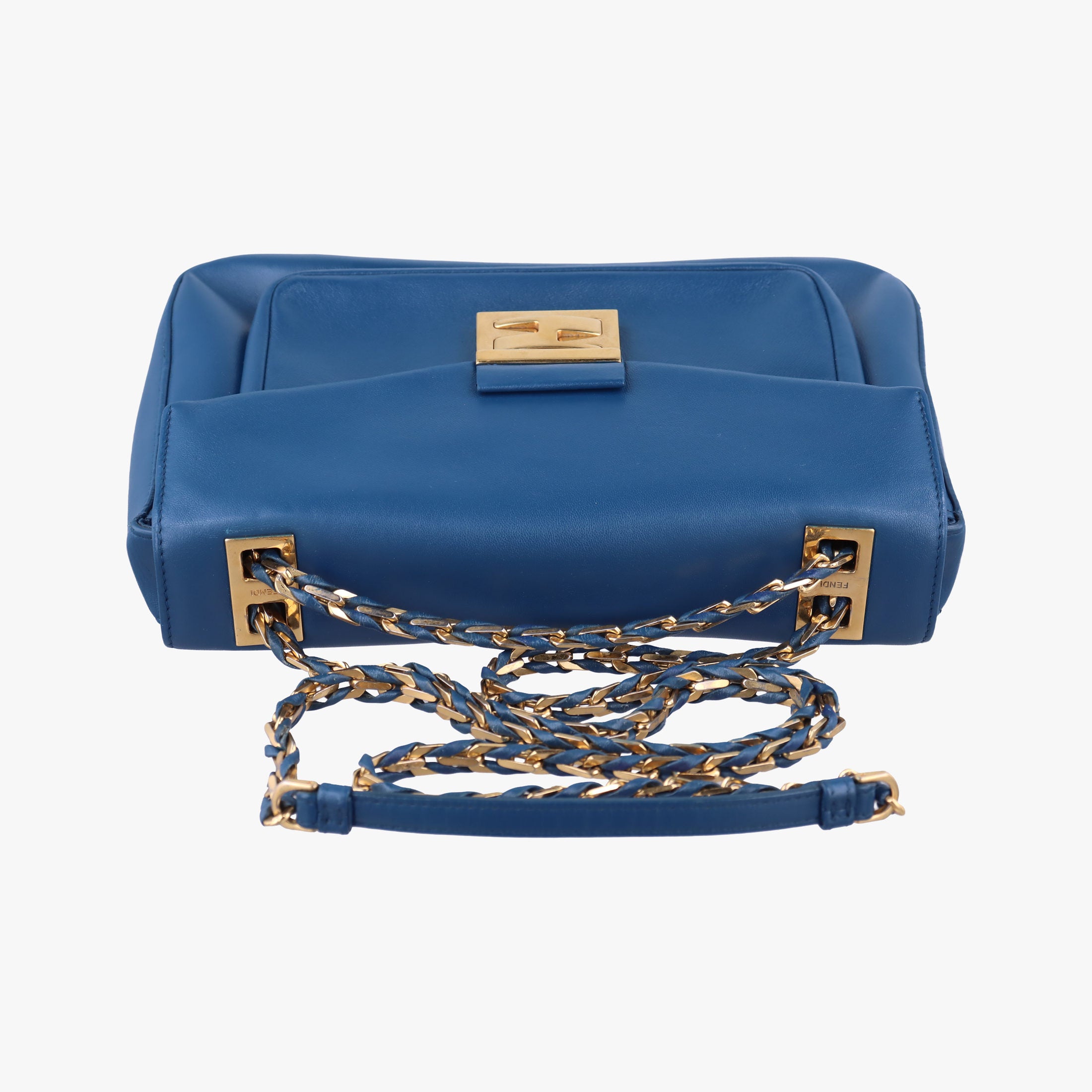 Pre-owned Fendi Be Baguette Blue lambskin 8BR677 shoulderbag | stylenewstar