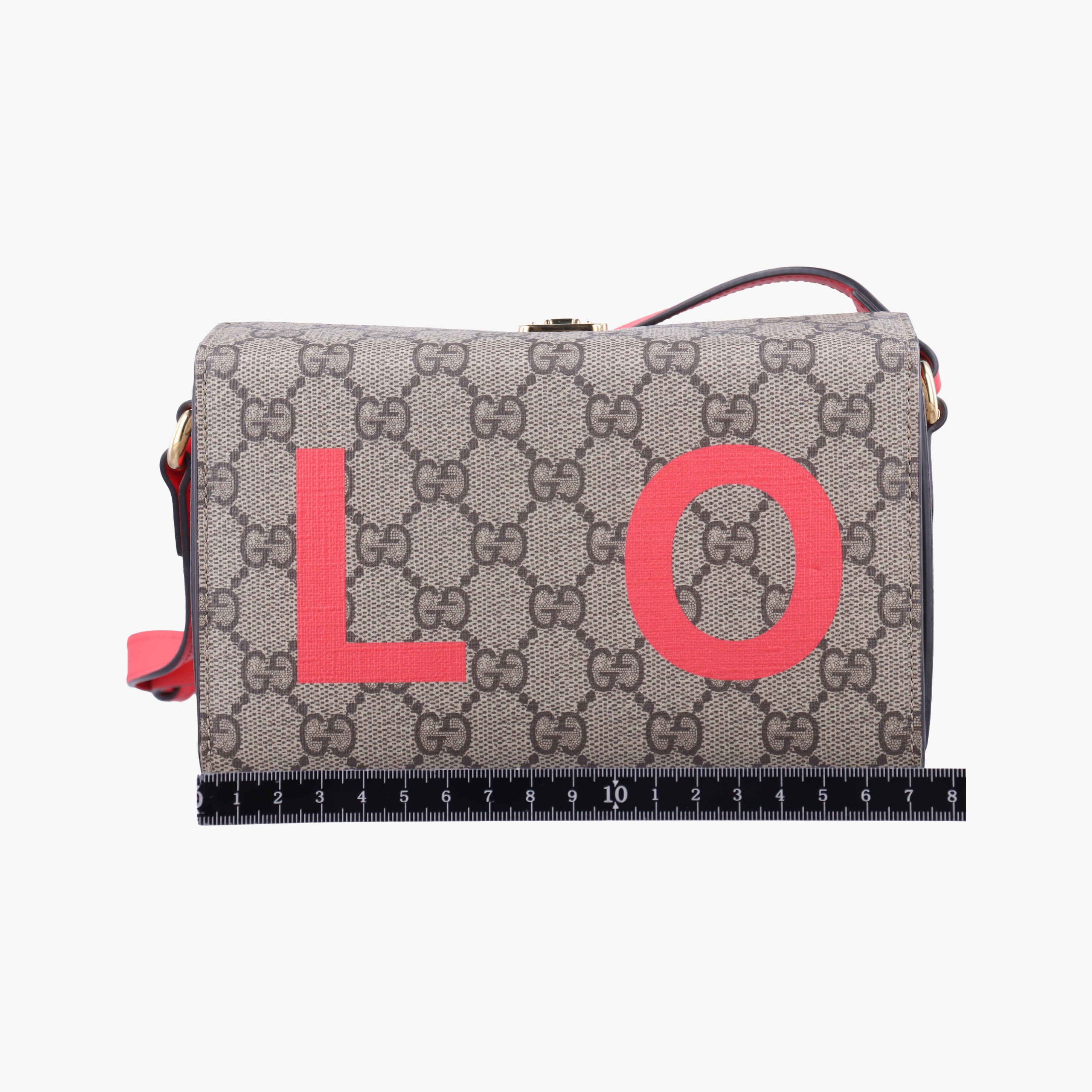 Pre-owned Gucci GG Supreme Brown×Red PVC coated canvas 677610 shoulderbag | stylenewstar