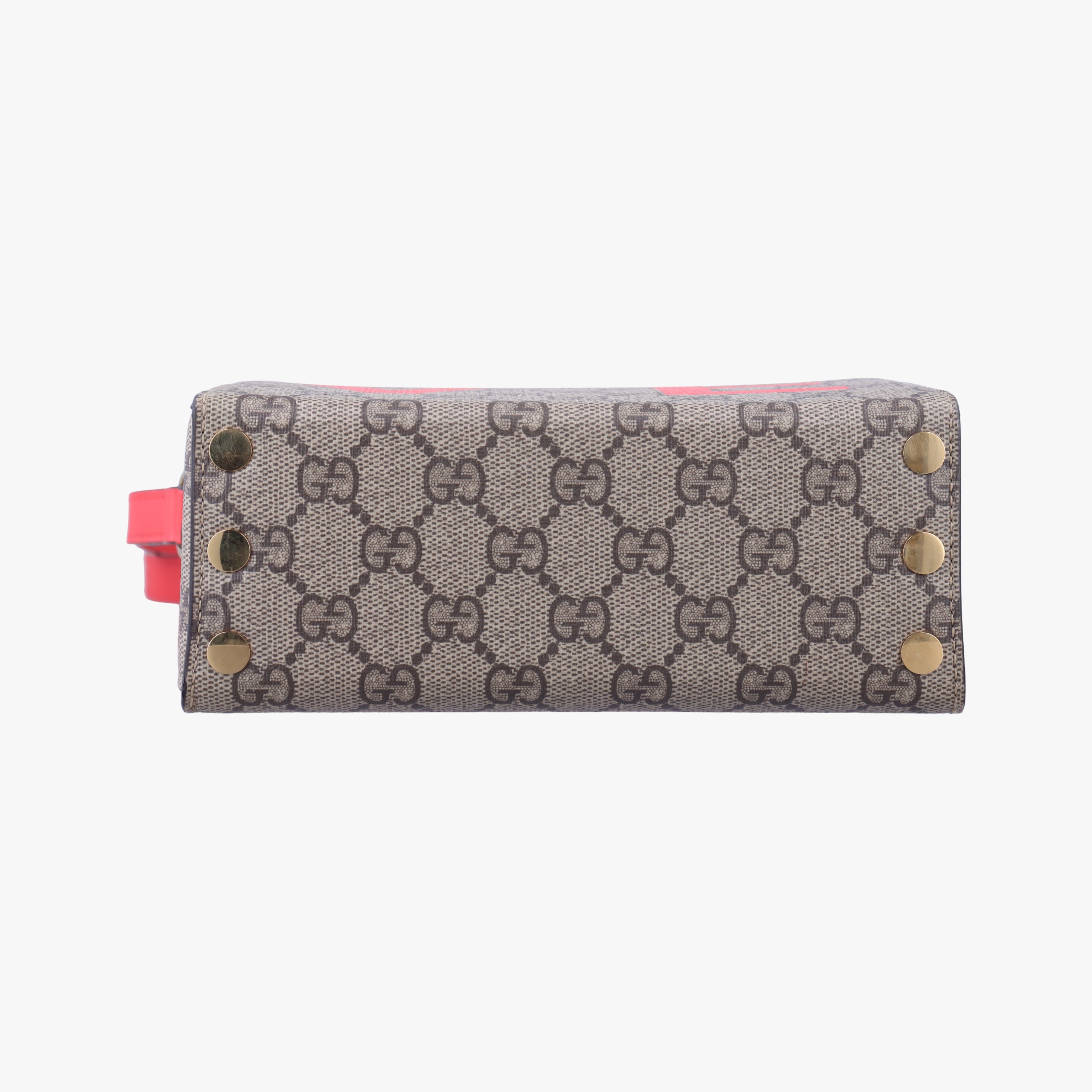 Pre-owned Gucci GG Supreme Brown×Red PVC coated canvas 677610 shoulderbag | stylenewstar