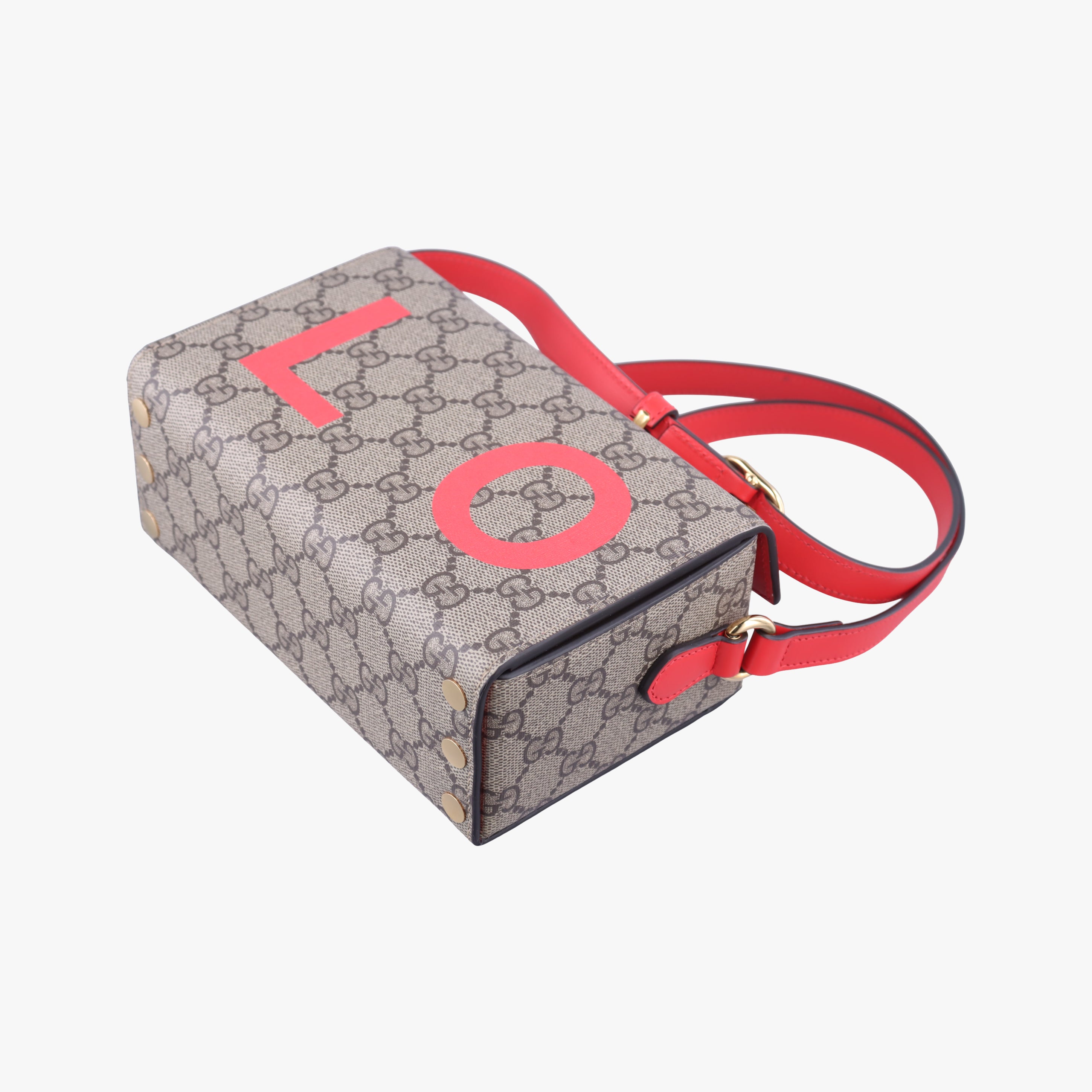 Pre-owned Gucci GG Supreme Brown×Red PVC coated canvas 677610 shoulderbag | stylenewstar