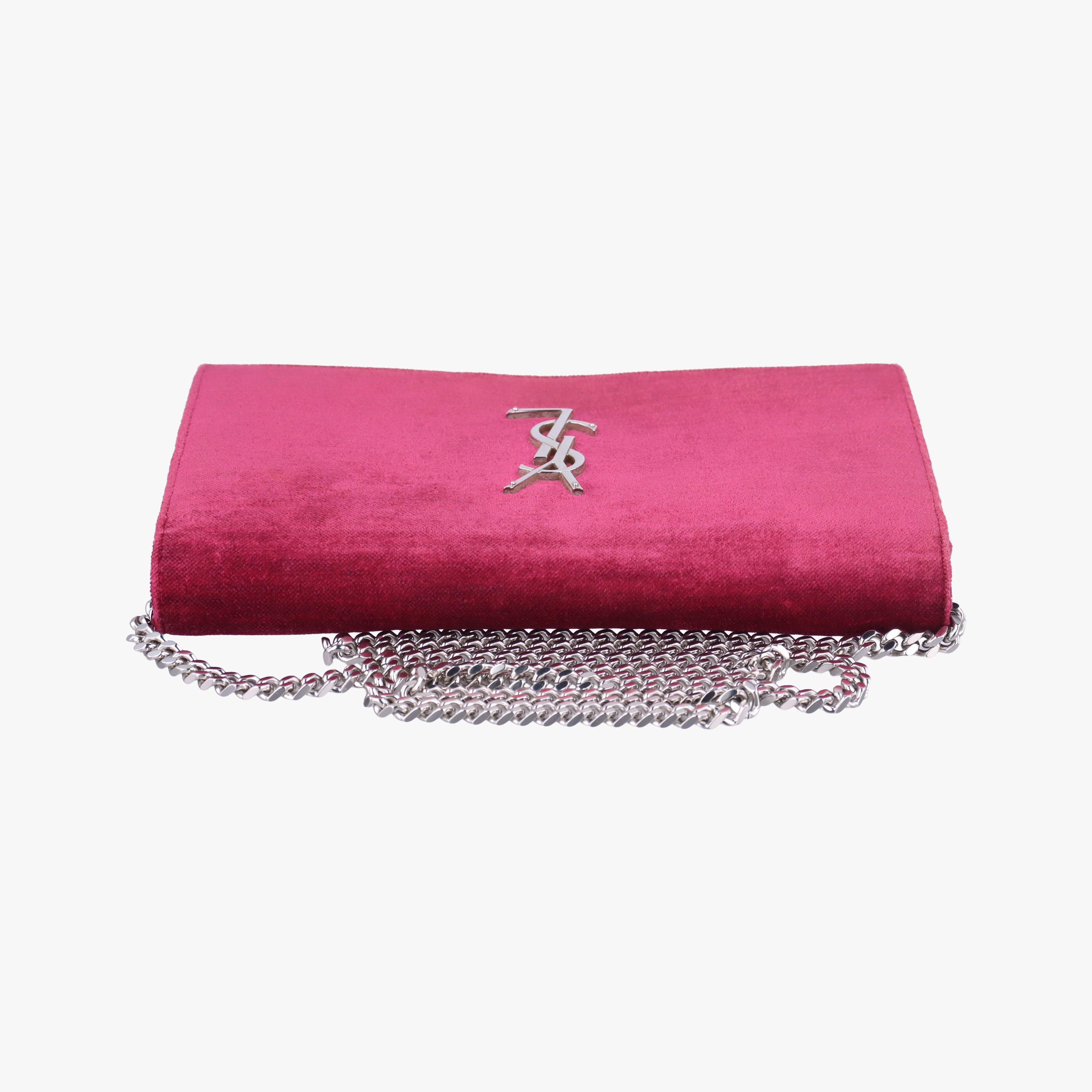 Pre-owned Yves Saint Laurent KATE Rose velour 377829 shoulderbag | stylenewstar