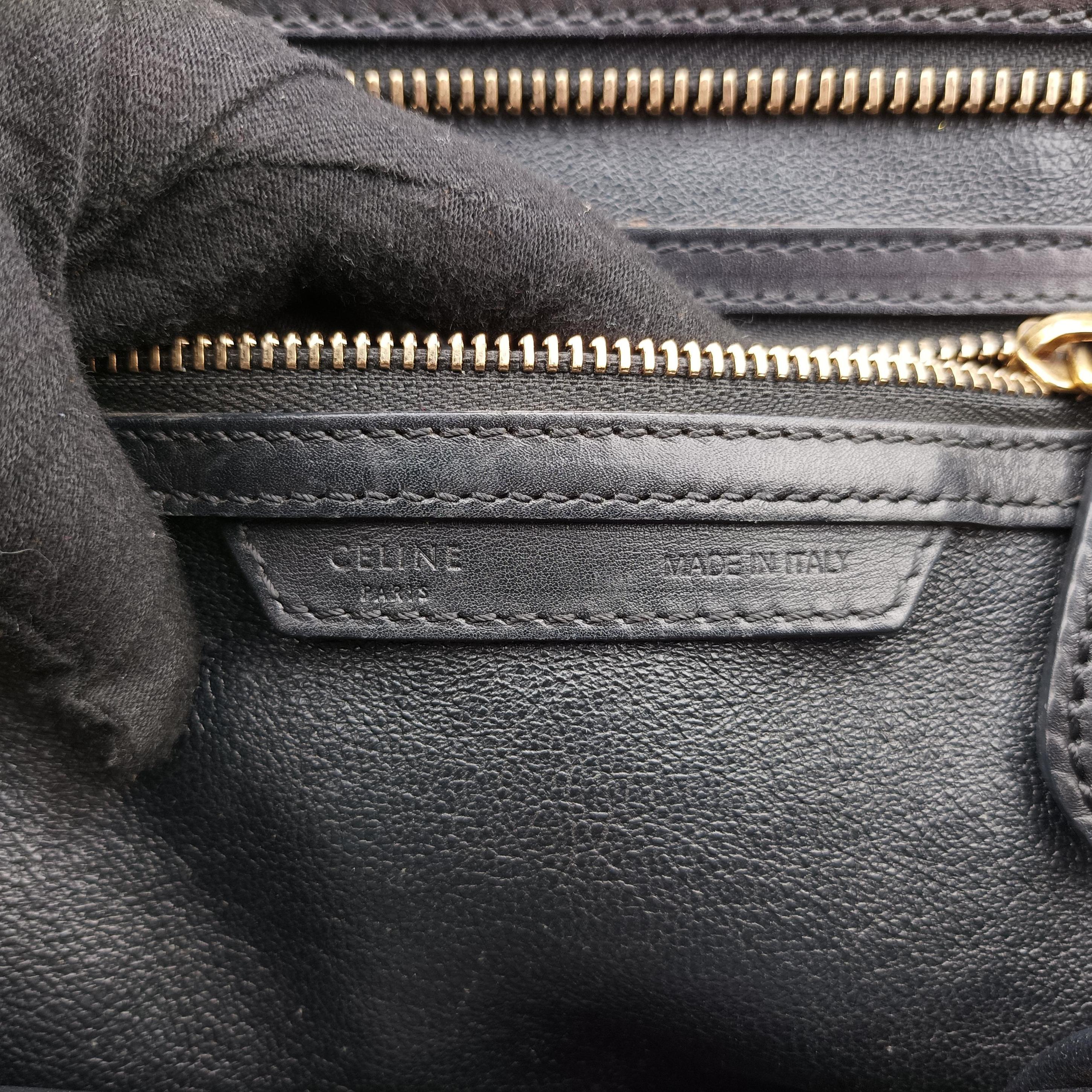 Pre-owned Celine Luggage Mini Shopper Black×Multicolour Canvas ×Leather  handbag | stylenewstar