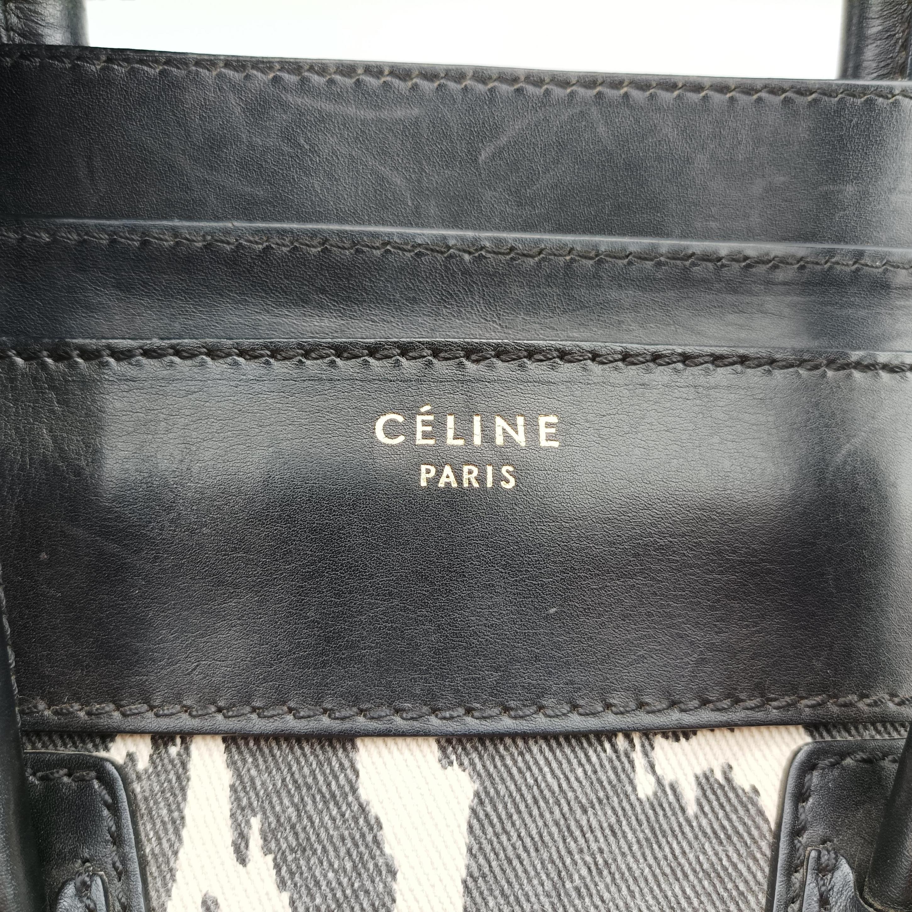Pre-owned Celine Luggage Mini Shopper Black×Multicolour Canvas ×Leather  handbag | stylenewstar