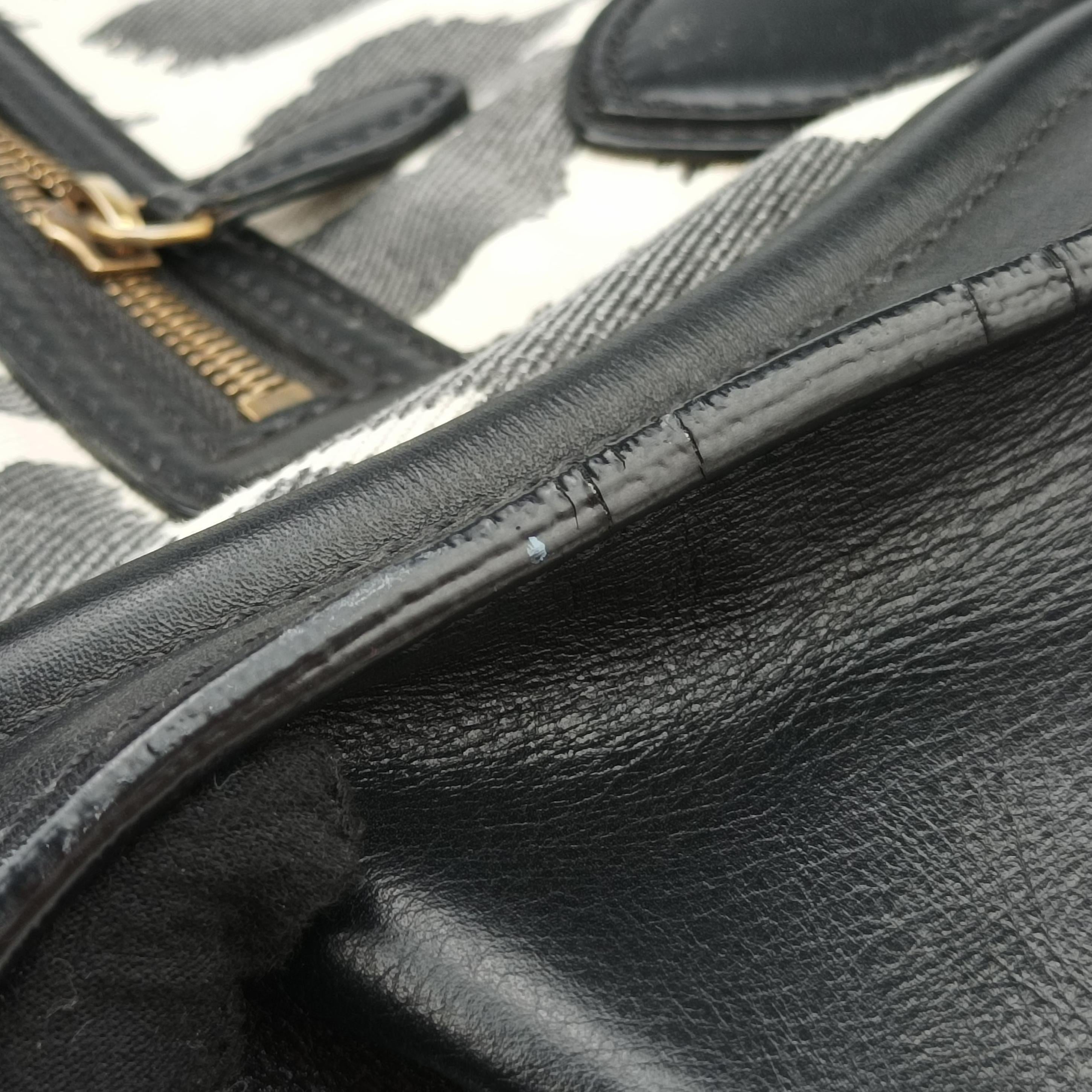 Pre-owned Celine Luggage Mini Shopper Black×Multicolour Canvas ×Leather  handbag | stylenewstar