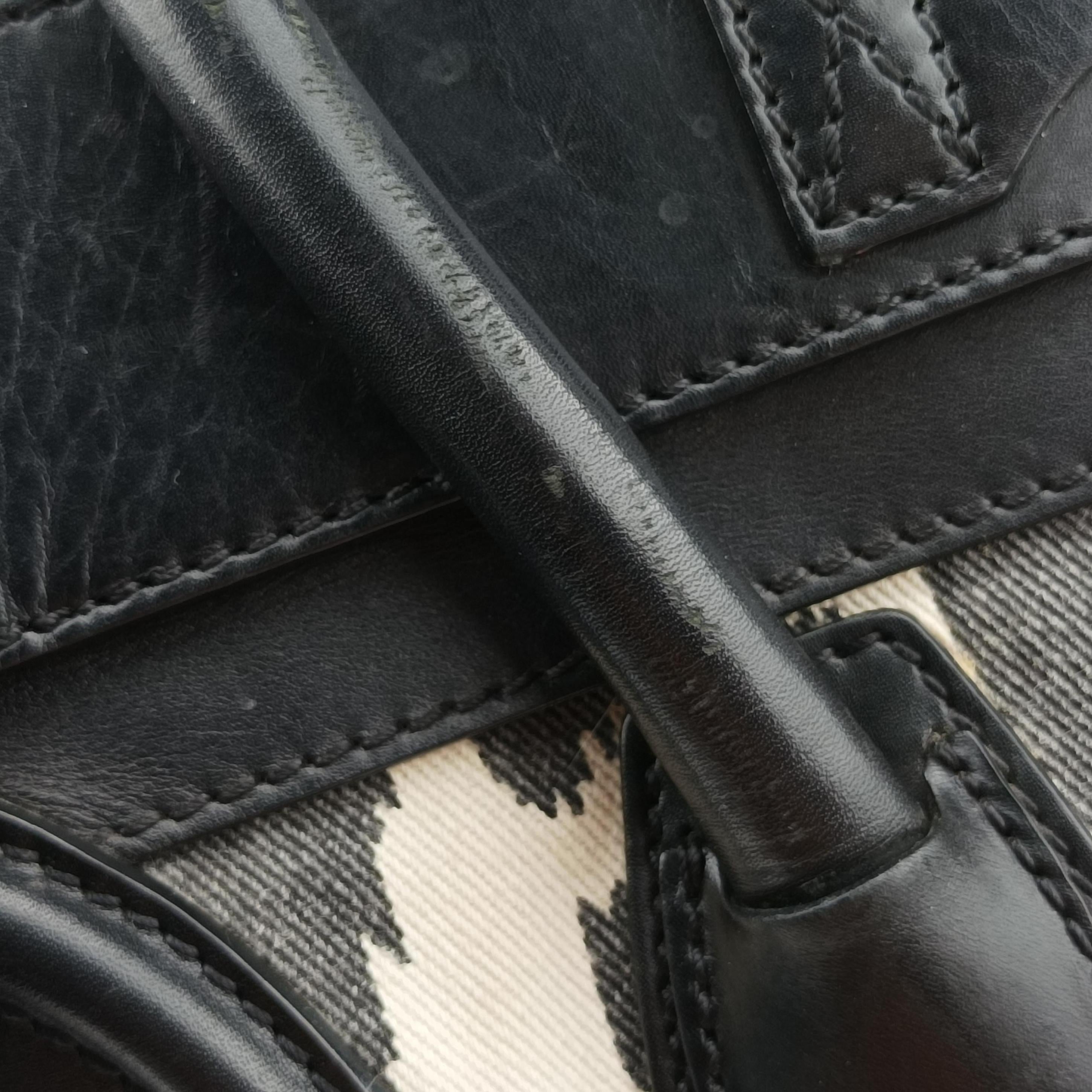 Pre-owned Celine Luggage Mini Shopper Black×Multicolour Canvas ×Leather  handbag | stylenewstar