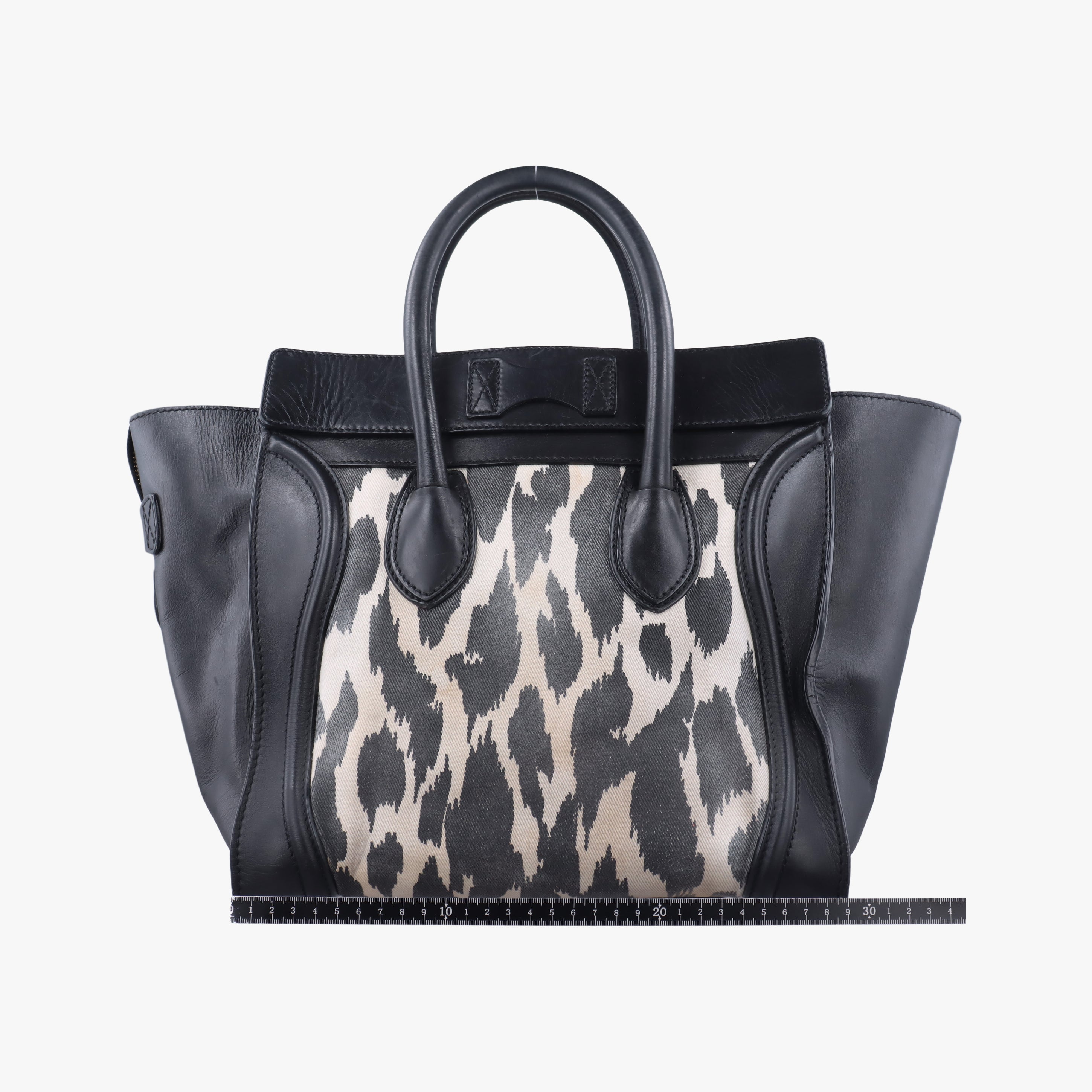 Pre-owned Celine Luggage Mini Shopper Black×Multicolour Canvas ×Leather  handbag | stylenewstar