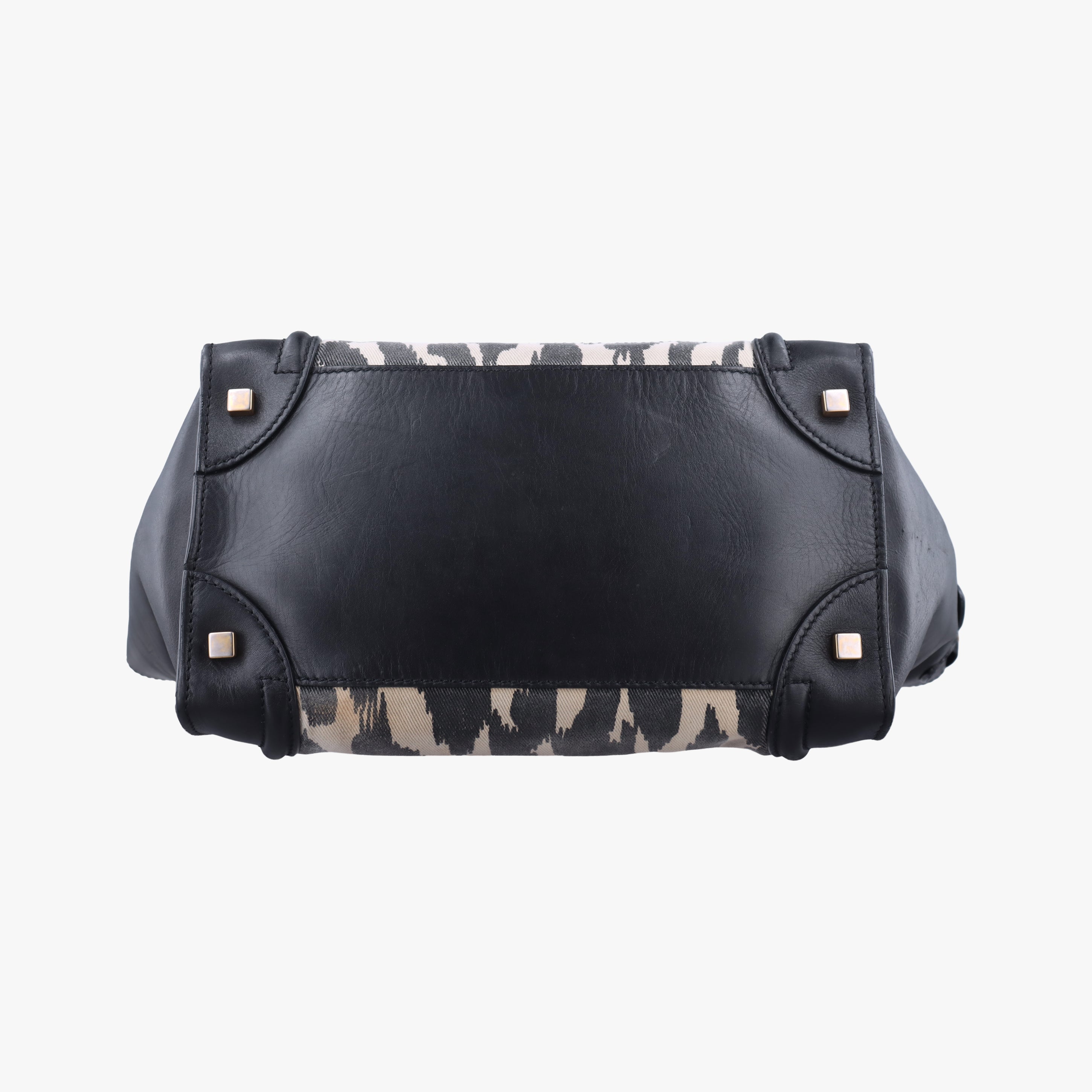 Pre-owned Celine Luggage Mini Shopper Black×Multicolour Canvas ×Leather  handbag | stylenewstar