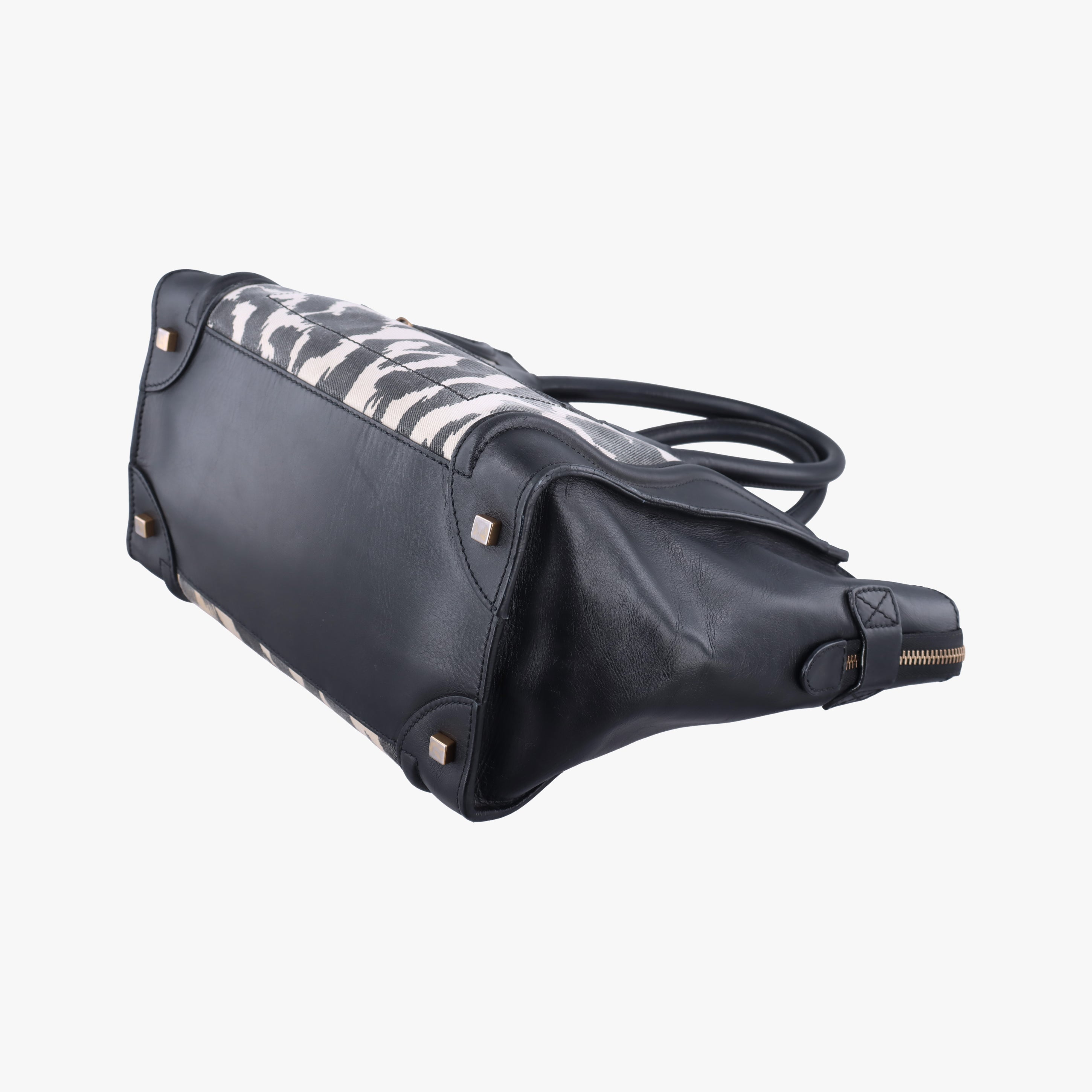 Pre-owned Celine Luggage Mini Shopper Black×Multicolour Canvas ×Leather  handbag | stylenewstar