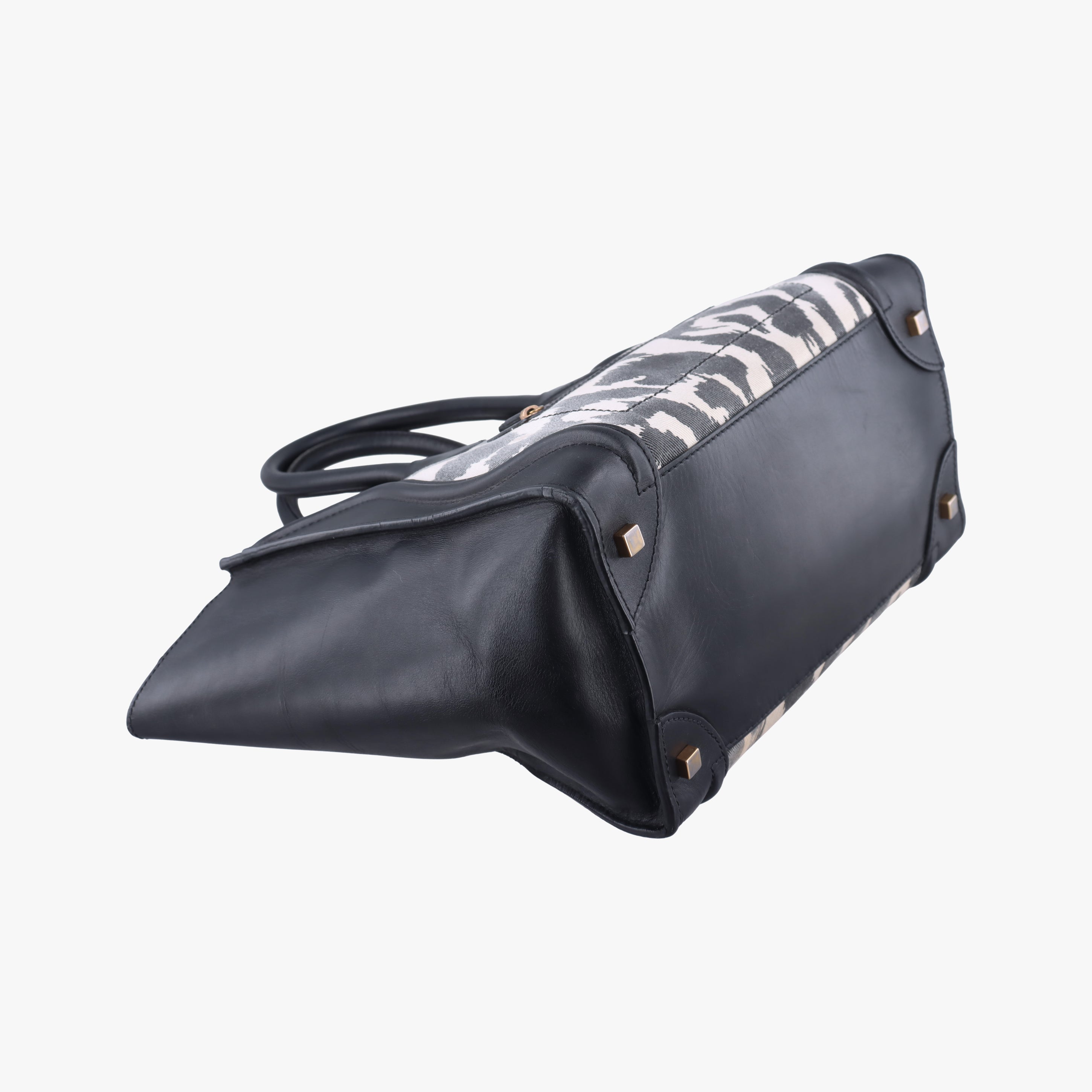 Pre-owned Celine Luggage Mini Shopper Black×Multicolour Canvas ×Leather  handbag | stylenewstar