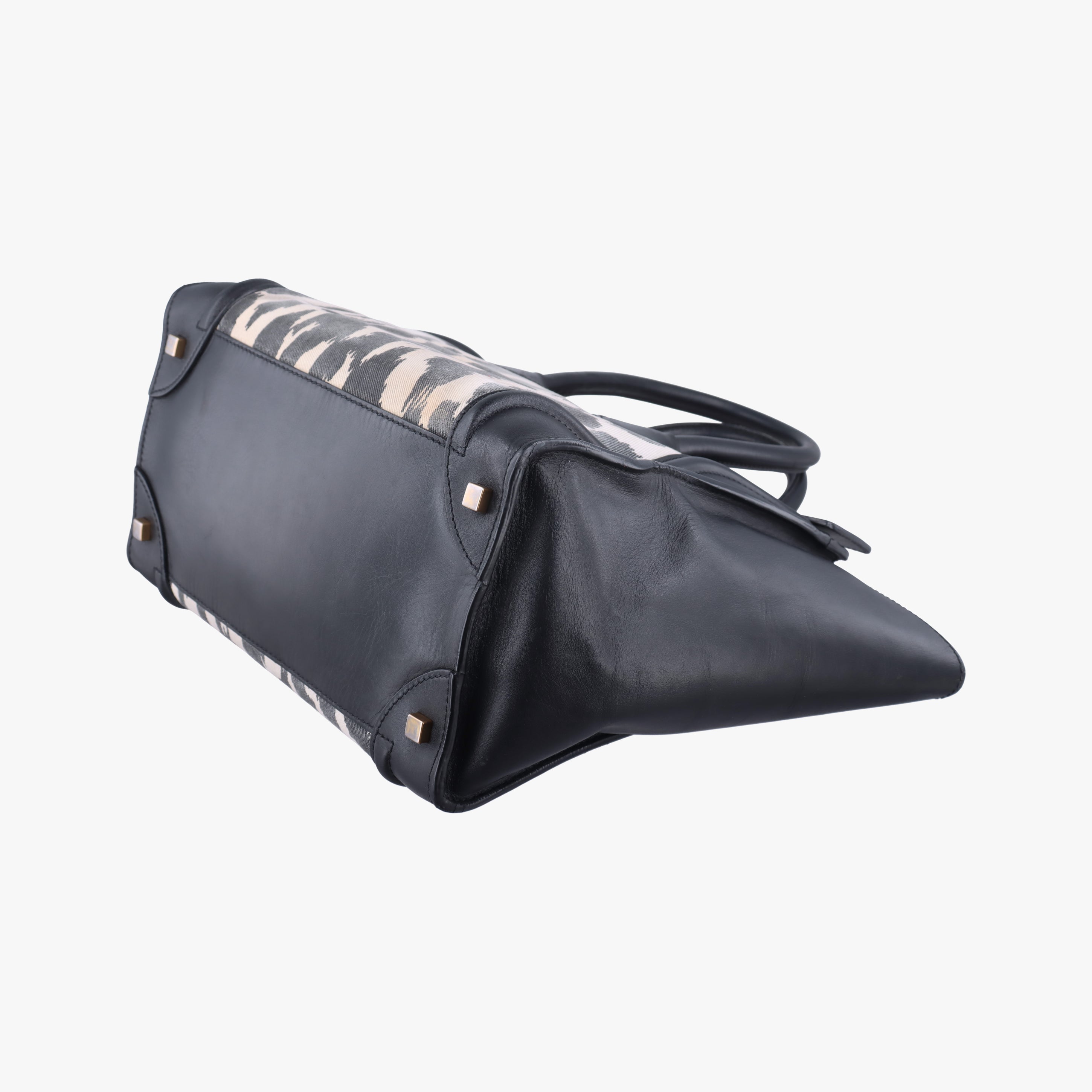 Pre-owned Celine Luggage Mini Shopper Black×Multicolour Canvas ×Leather  handbag | stylenewstar