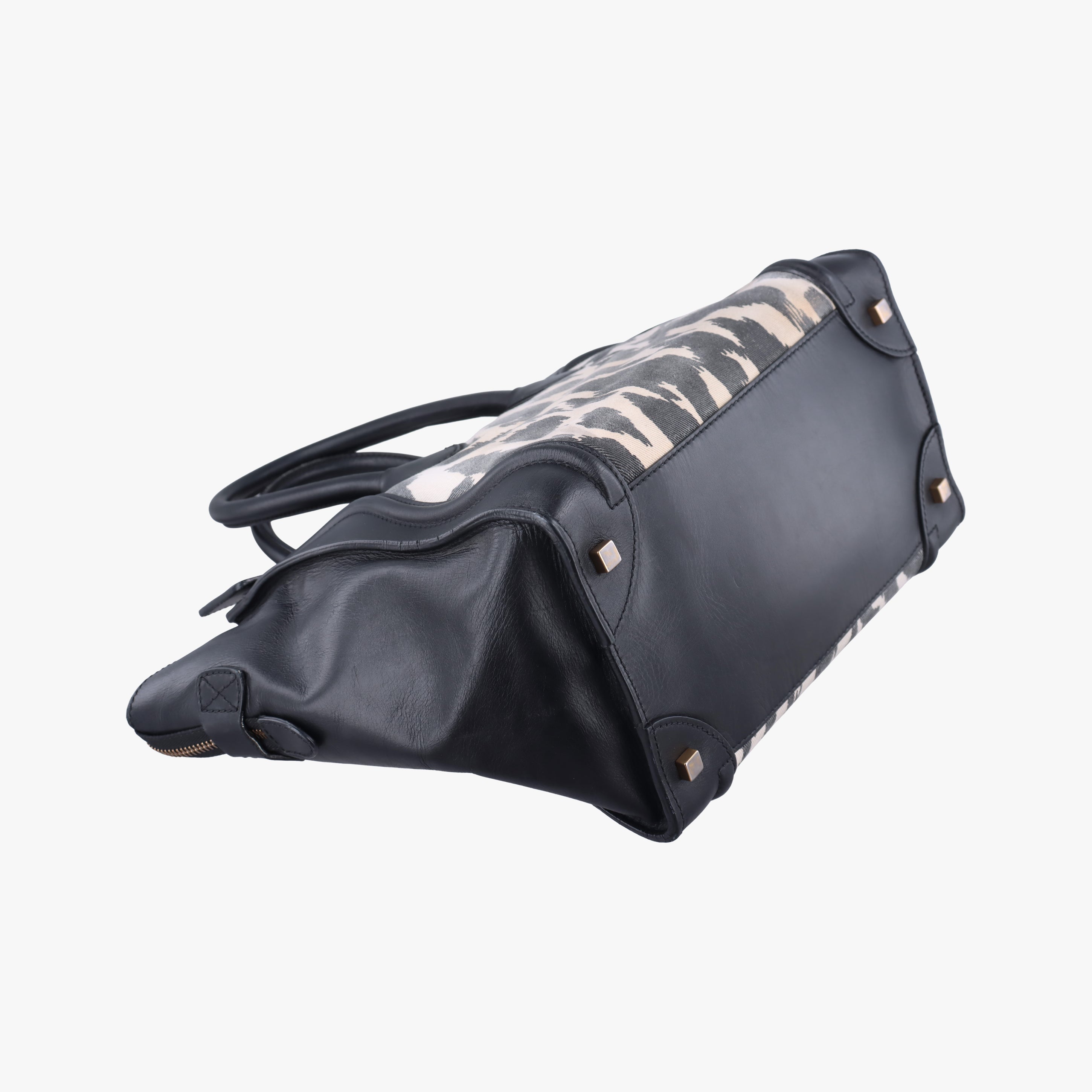 Pre-owned Celine Luggage Mini Shopper Black×Multicolour Canvas ×Leather  handbag | stylenewstar