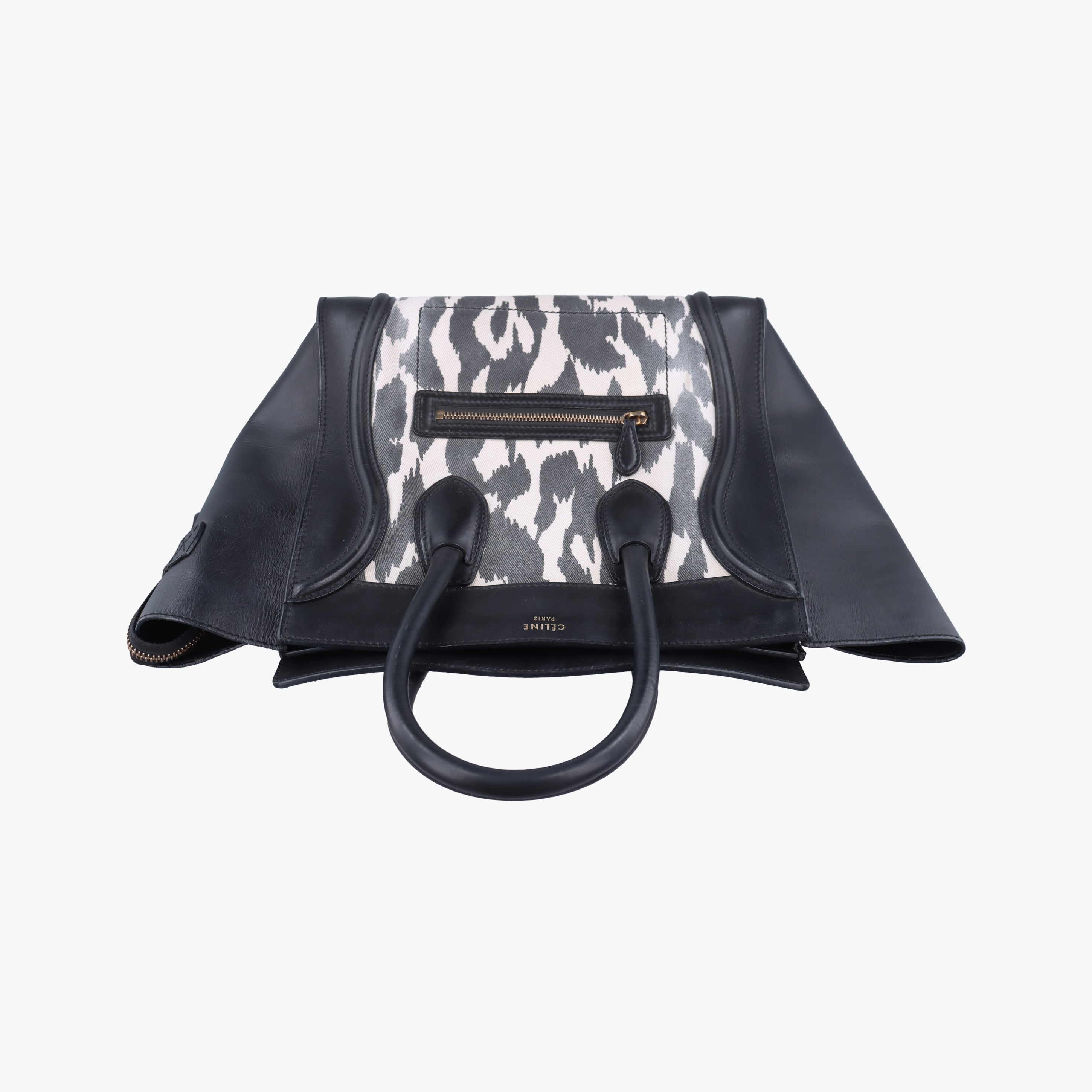 Pre-owned Celine Luggage Mini Shopper Black×Multicolour Canvas ×Leather  handbag | stylenewstar