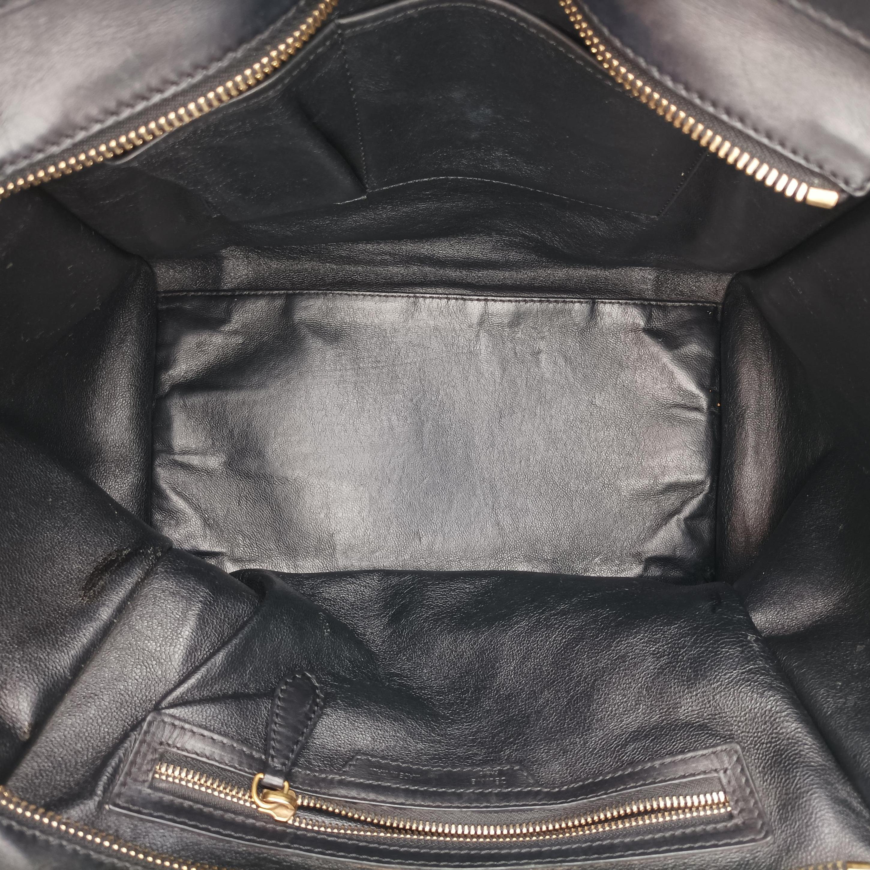 Pre-owned Celine Luggage Mini Shopper Black×Multicolour Canvas ×Leather  handbag | stylenewstar