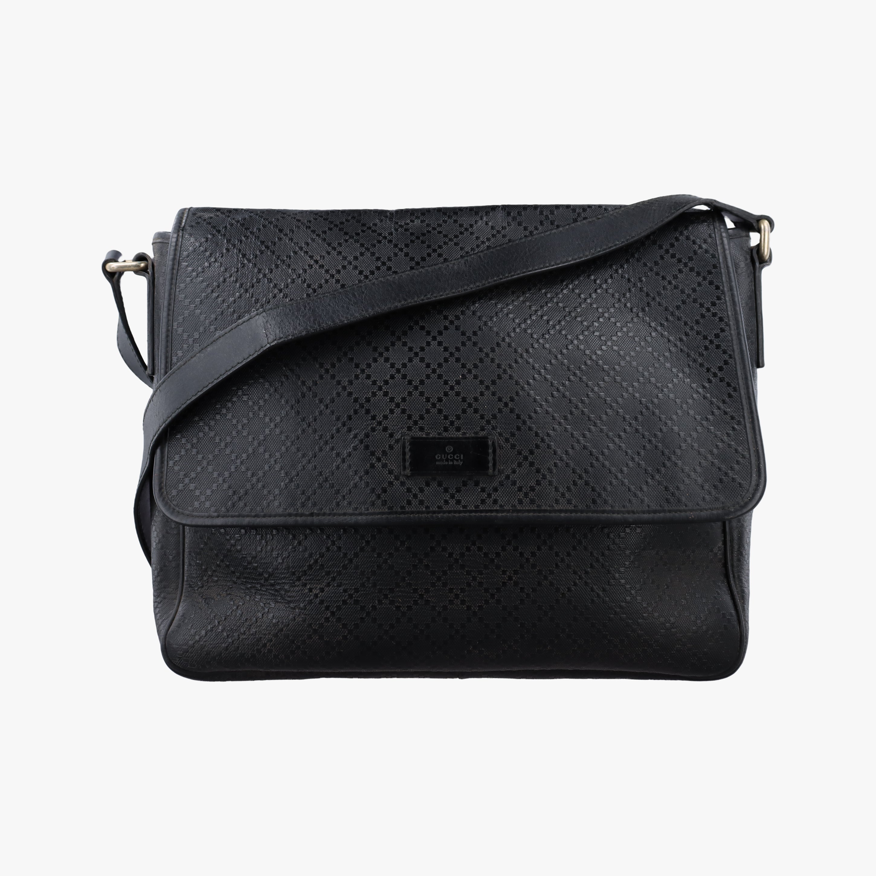 Pre-owned Gucci Guccissima Messenger Black Leather 223665 crossbodybag | stylenewstar
