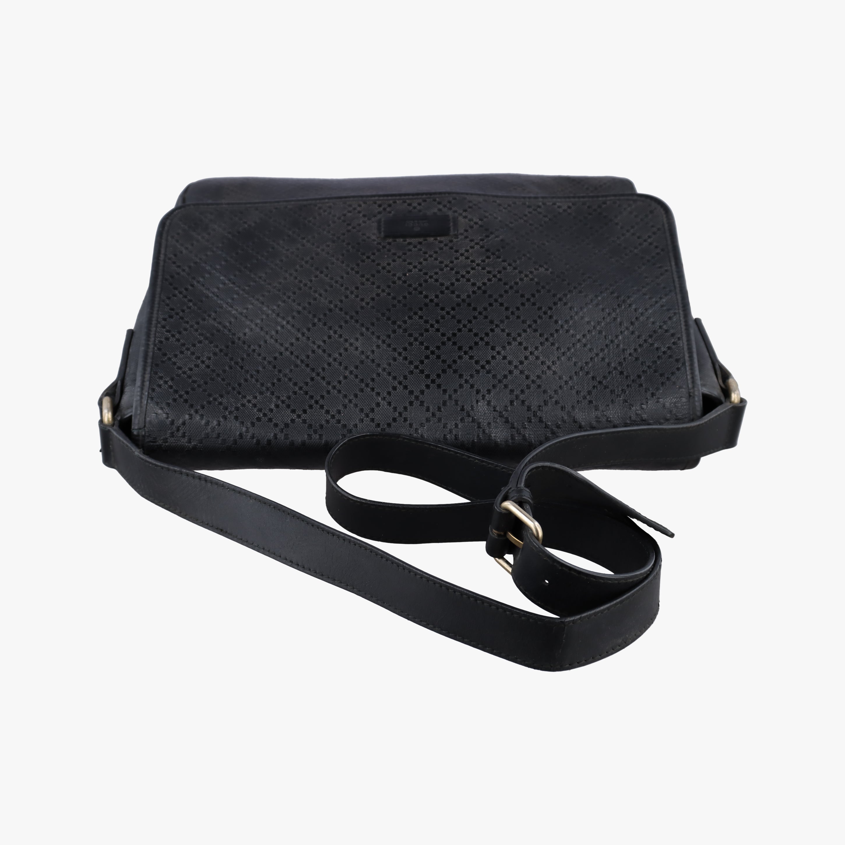 Pre-owned Gucci Guccissima Messenger Black Leather 223665 crossbodybag | stylenewstar