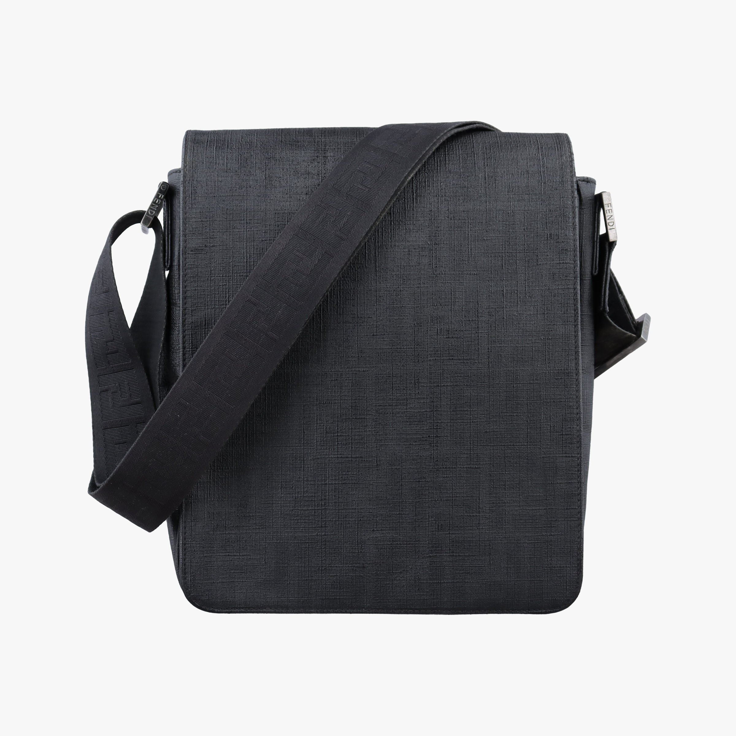 Pre-owned Fendi Zucca black PVC coated canvas 7VA215 shoulderbag | stylenewstar