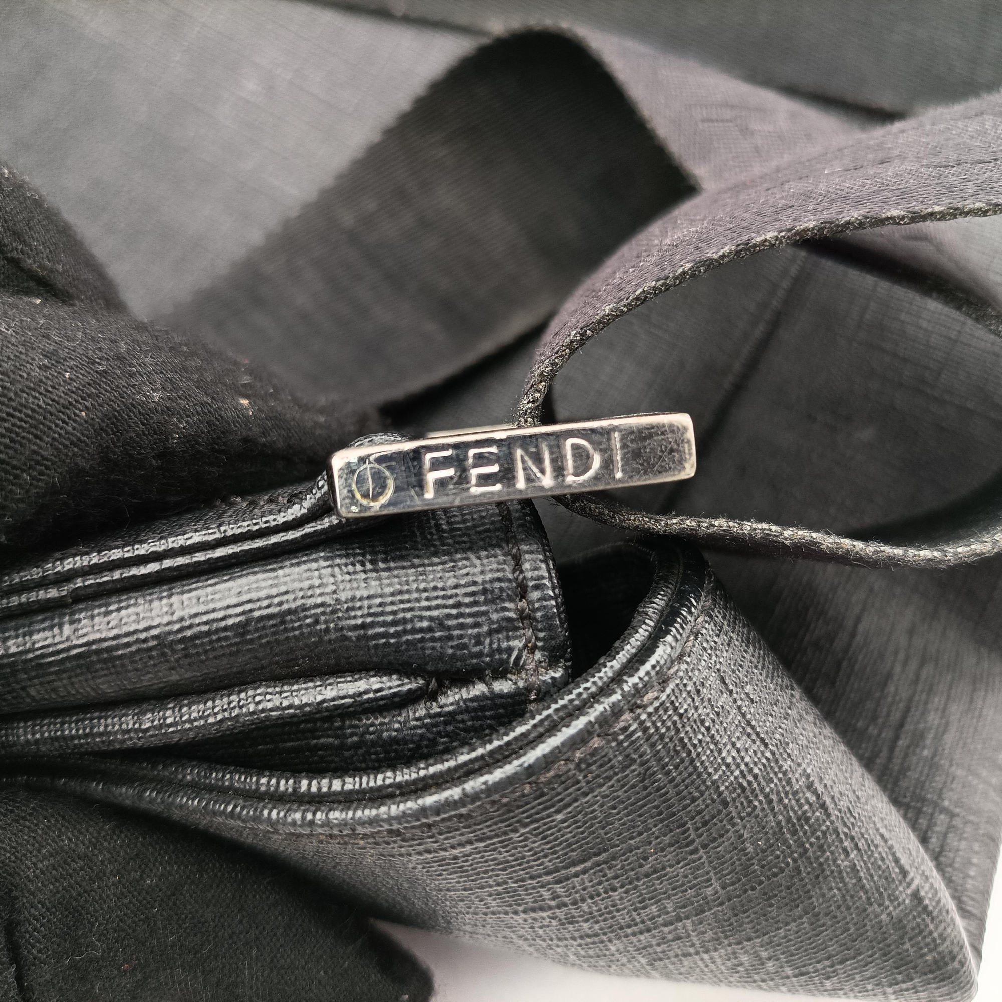 Pre-owned Fendi Zucca black PVC coated canvas 7VA215 shoulderbag | stylenewstar