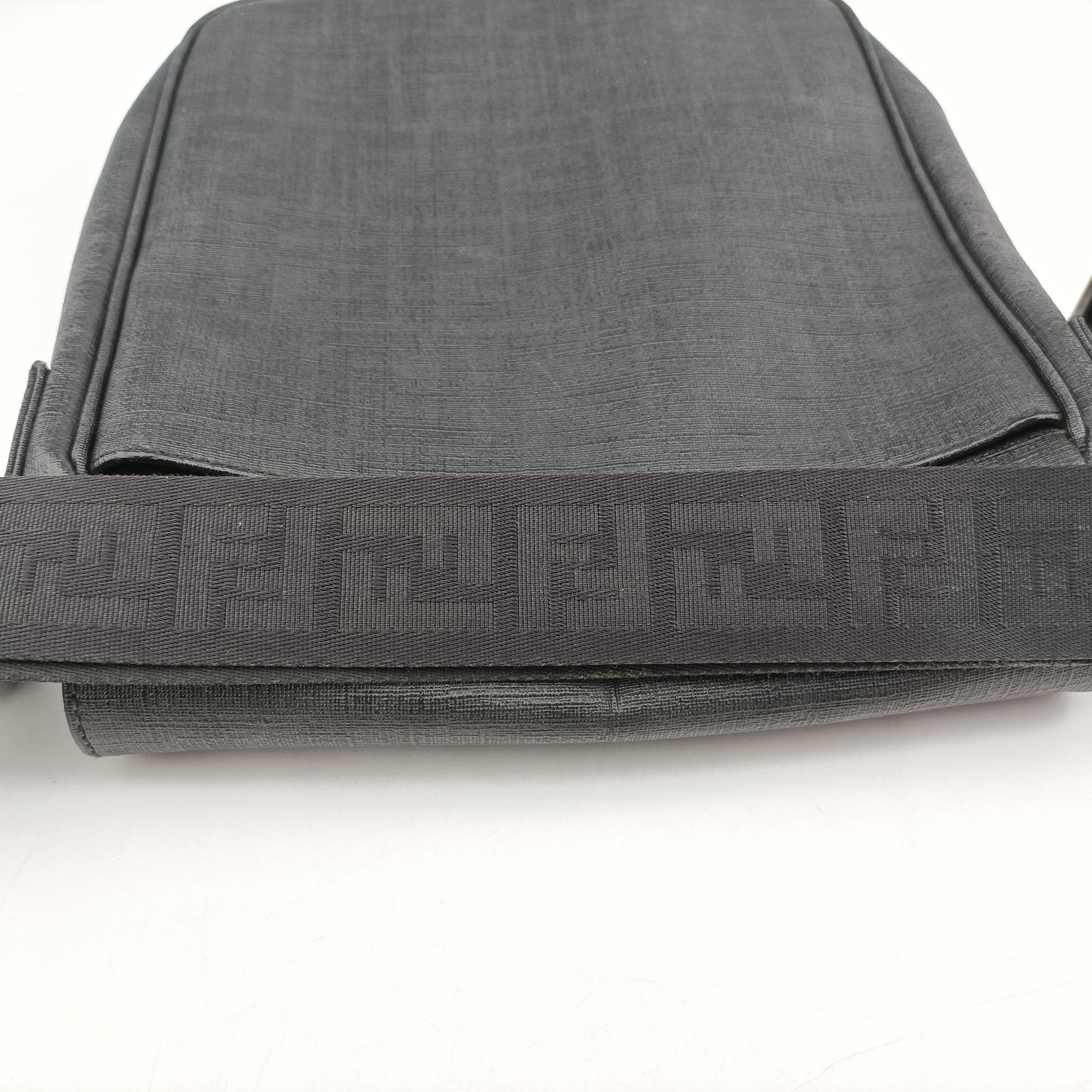 Pre-owned Fendi Zucca black PVC coated canvas 7VA215 shoulderbag | stylenewstar