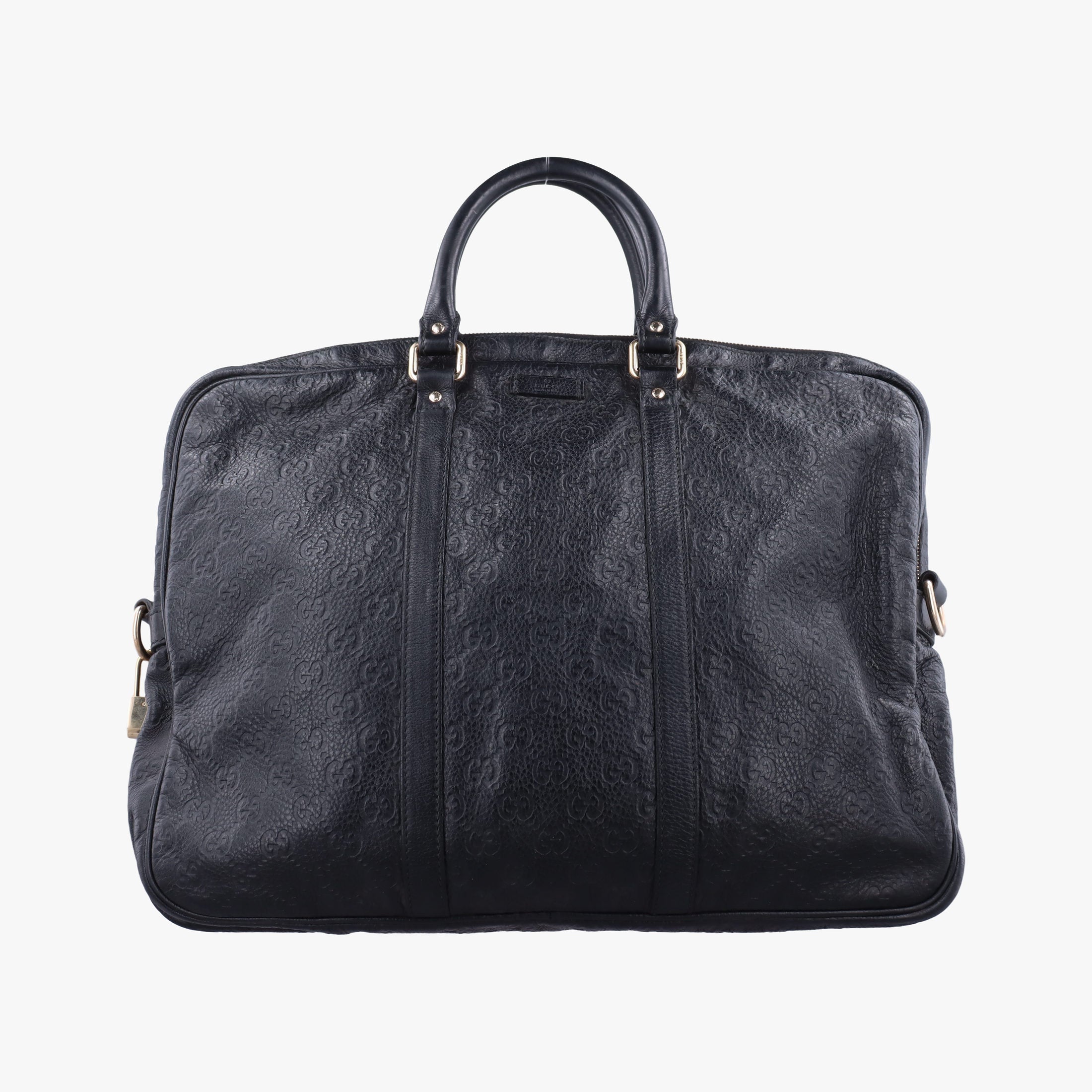 Pre-owned Gucci Guccissima Business Black Leather 208463 handbag | stylenewstar