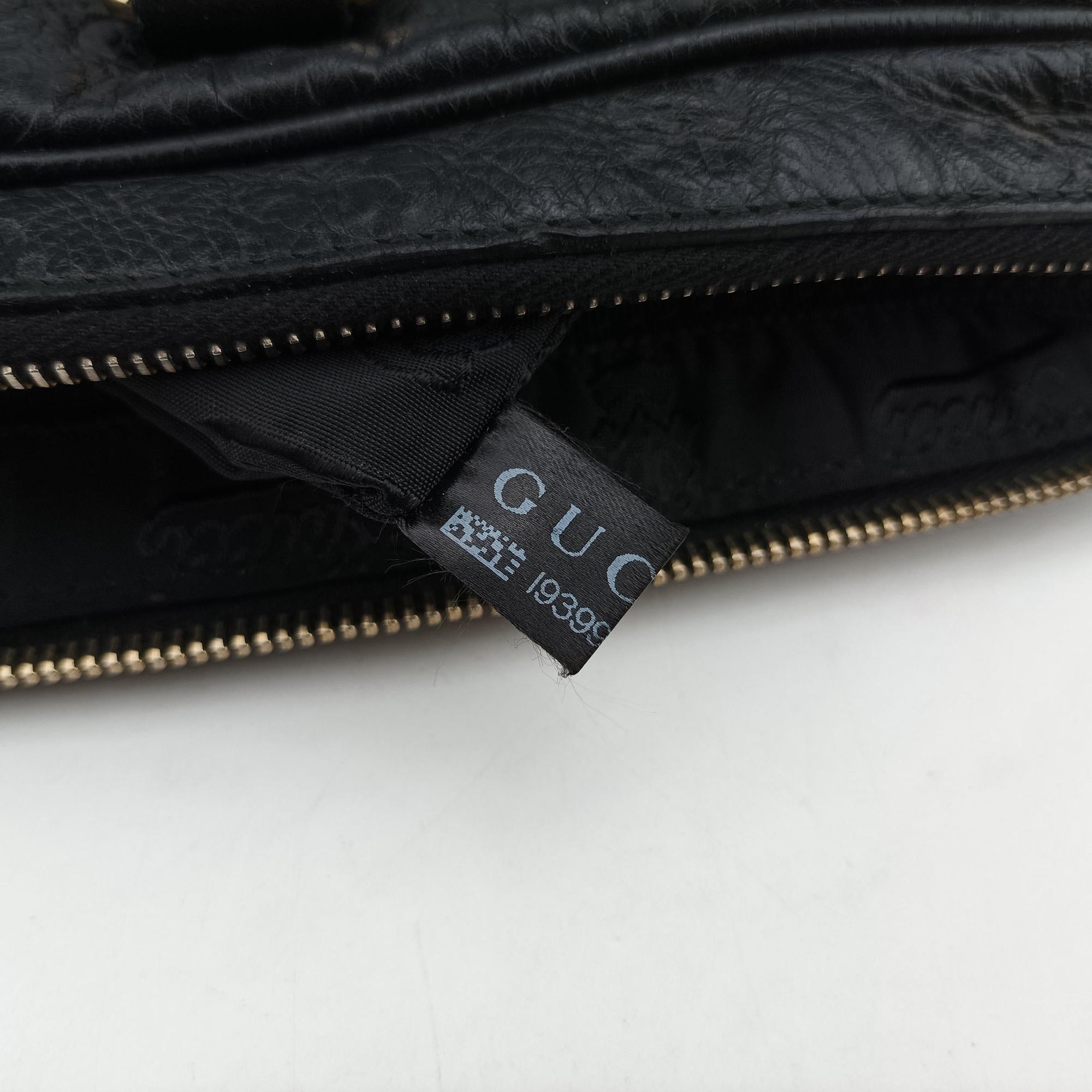 Pre-owned Gucci Guccissima Business Black Leather 208463 handbag | stylenewstar