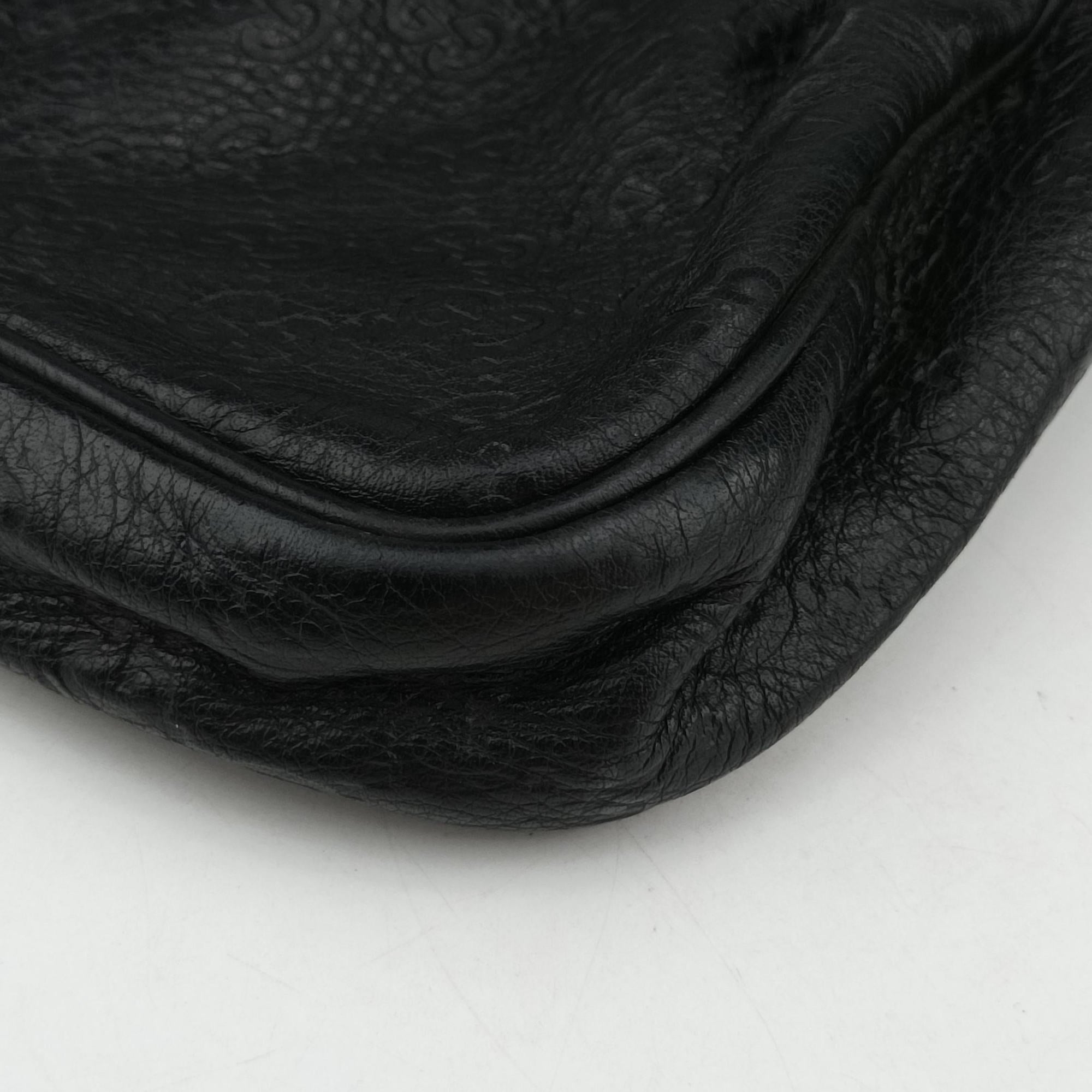 Pre-owned Gucci Guccissima Business Black Leather 208463 handbag | stylenewstar