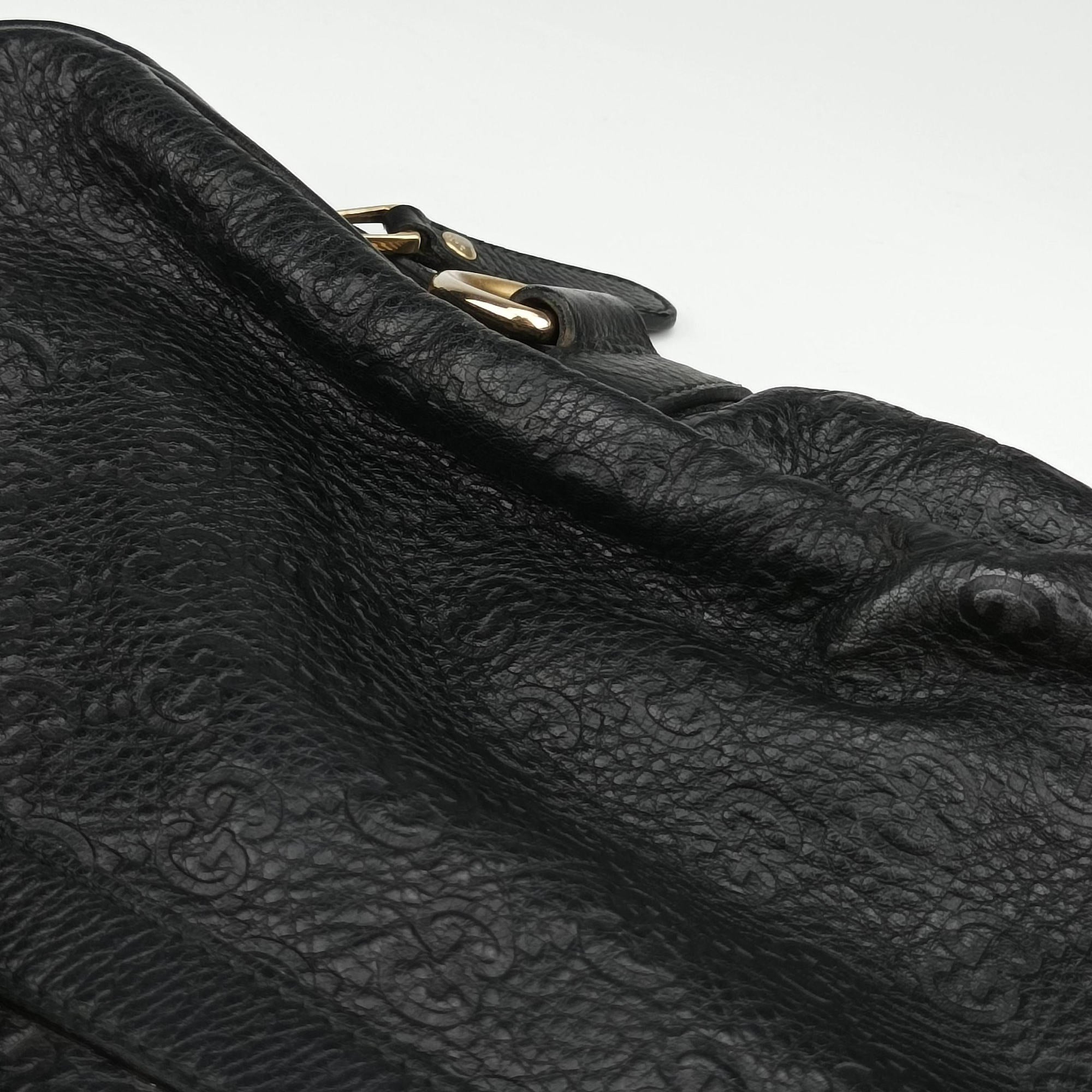 Pre-owned Gucci Guccissima Business Black Leather 208463 handbag | stylenewstar