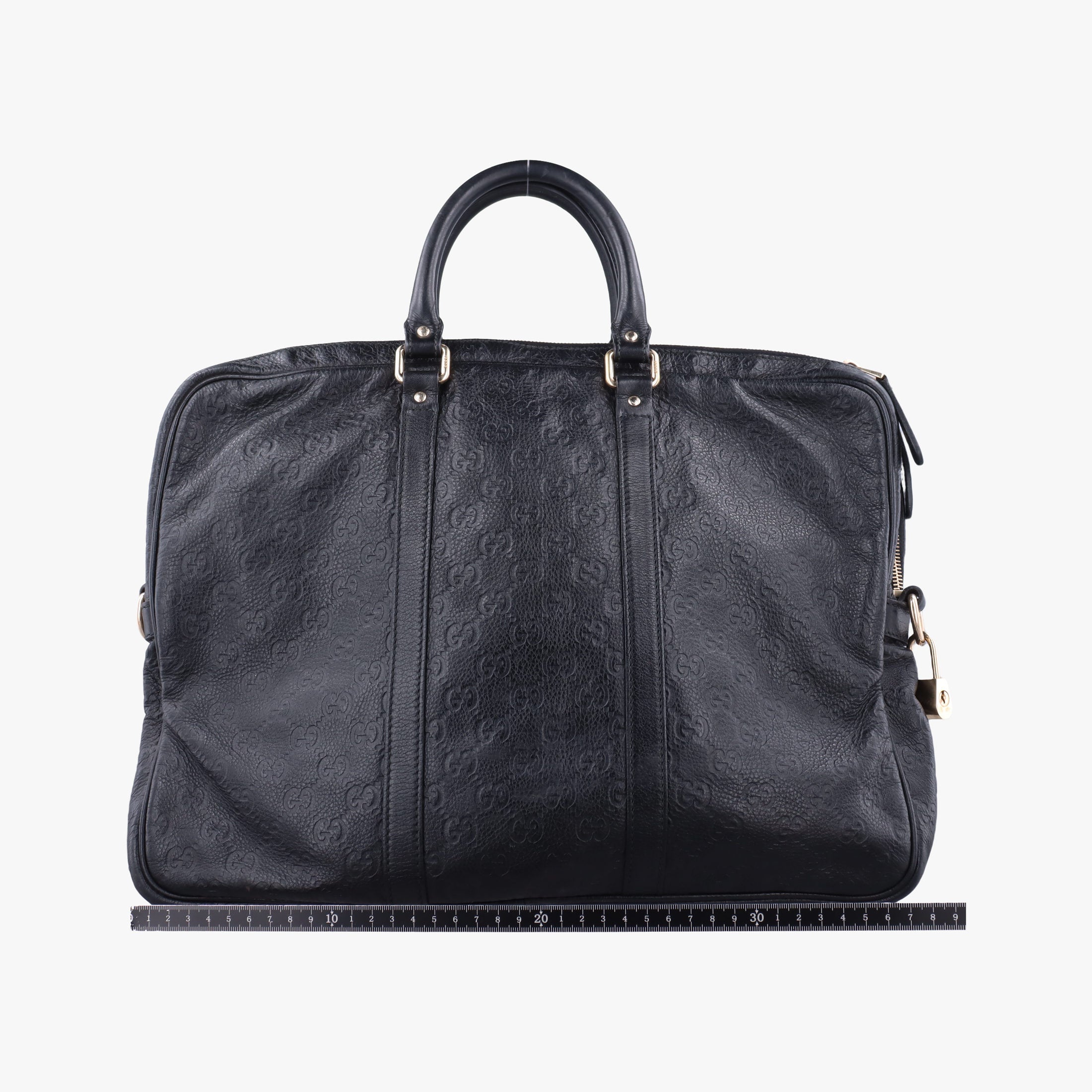 Pre-owned Gucci Guccissima Business Black Leather 208463 handbag | stylenewstar