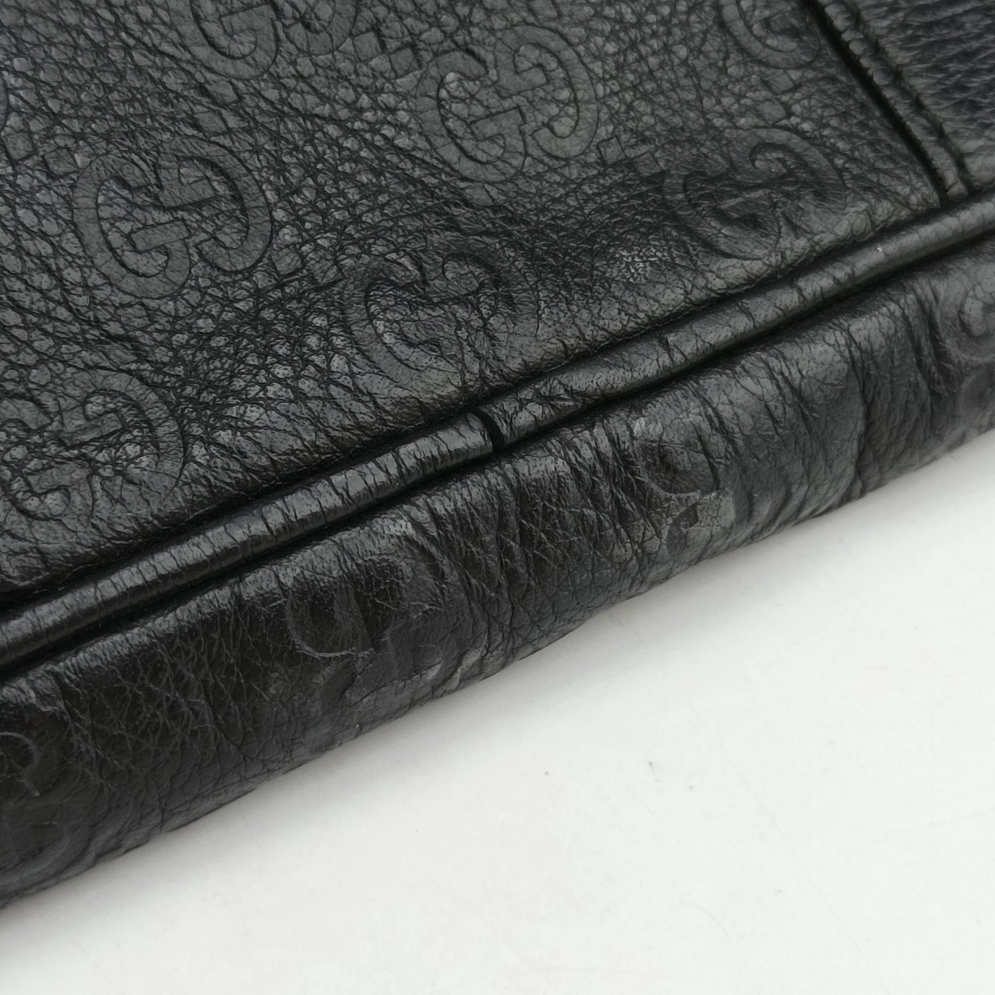 Pre-owned Gucci Guccissima Business Black Leather 208463 handbag | stylenewstar