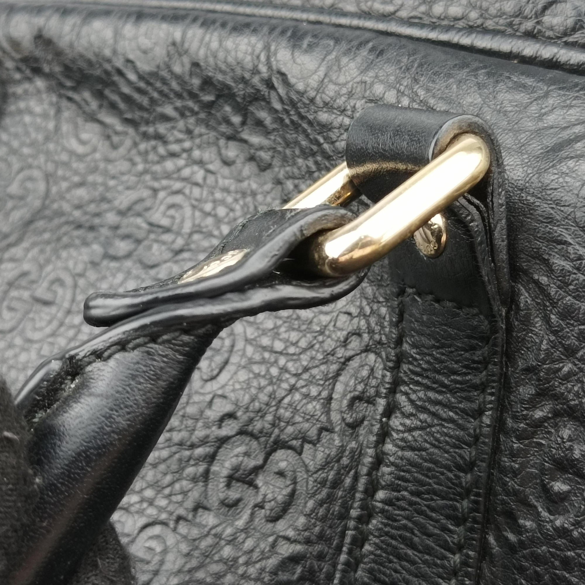 Pre-owned Gucci Guccissima Business Black Leather 208463 handbag | stylenewstar