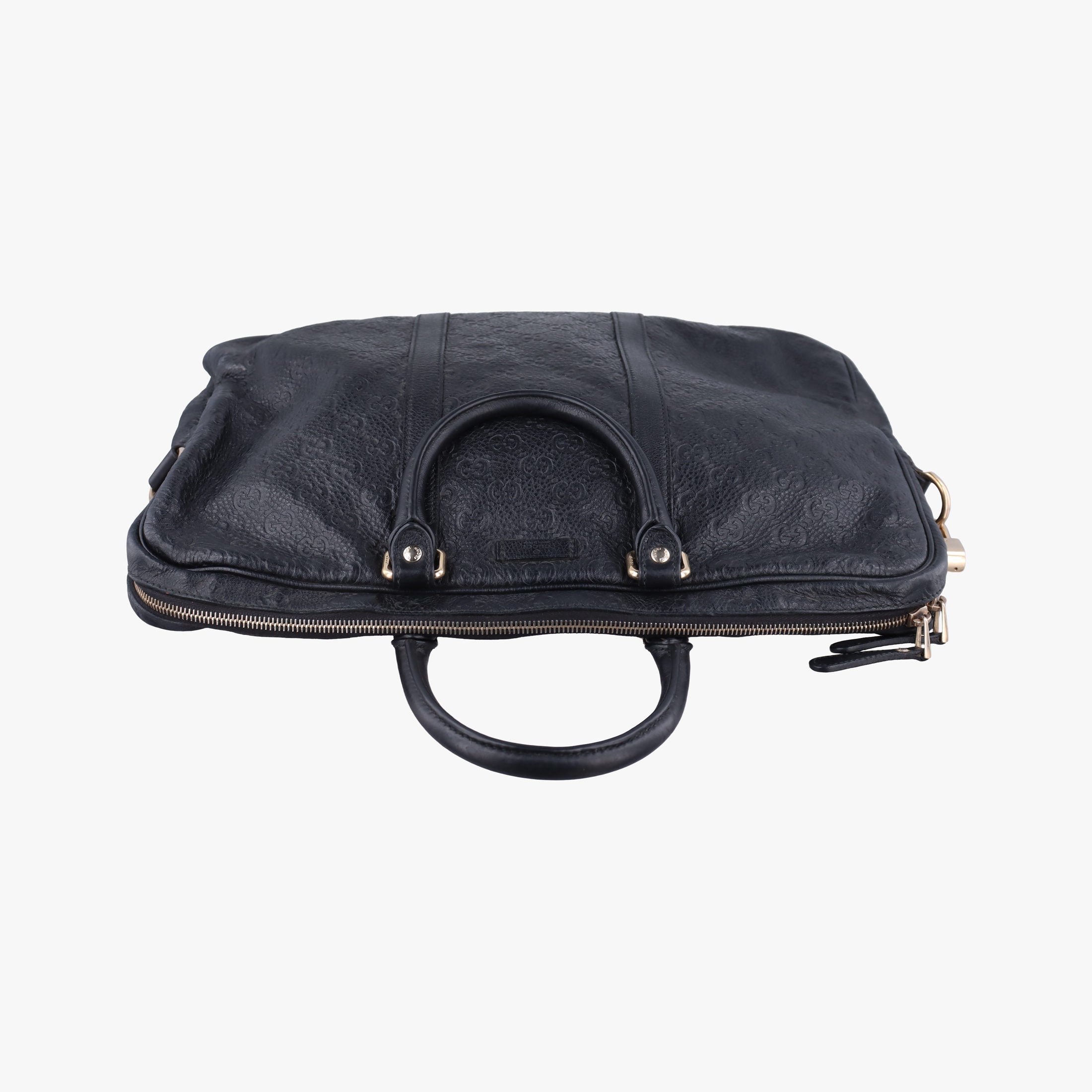 Pre-owned Gucci Guccissima Business Black Leather 208463 handbag | stylenewstar