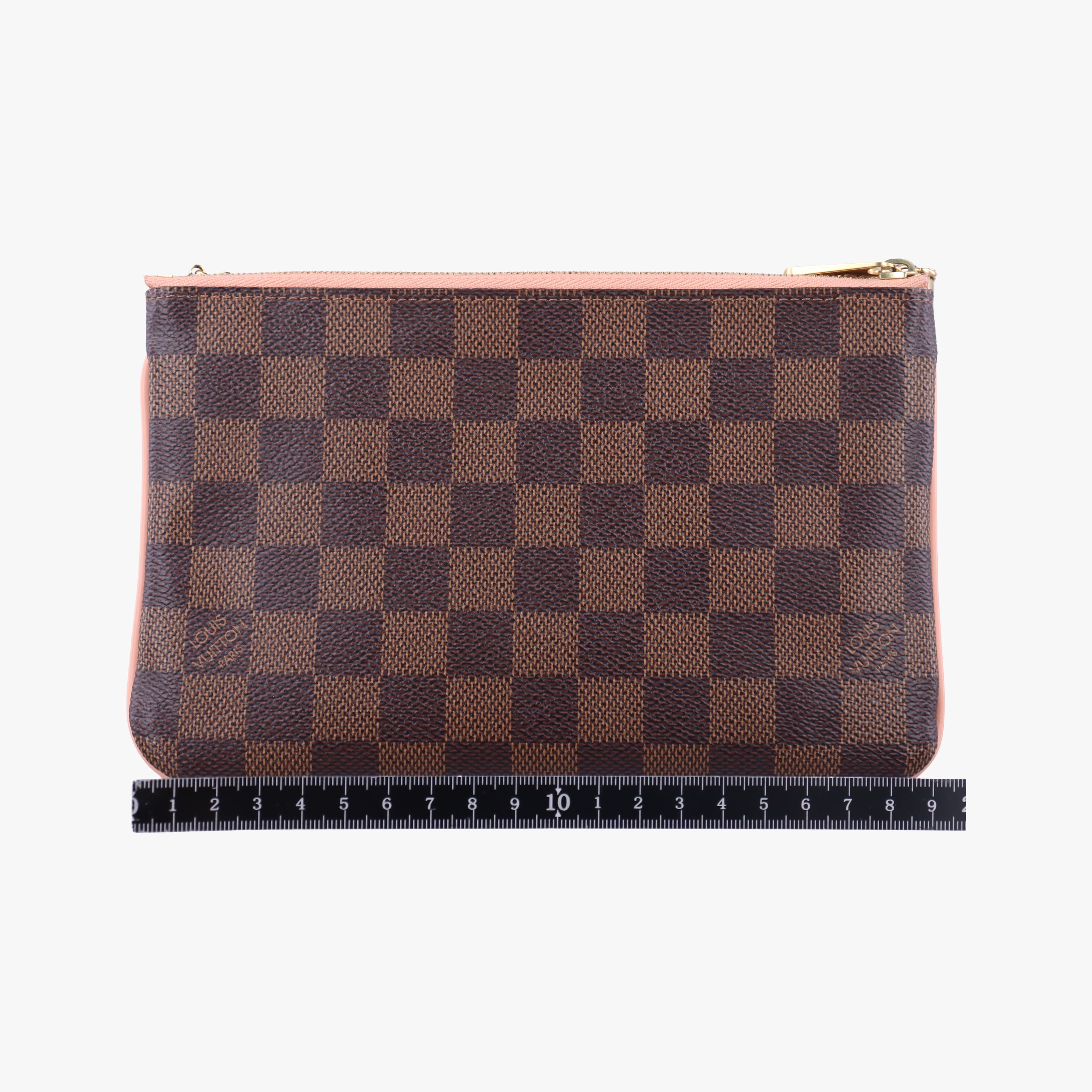 Vintage Louis Vuitton Pochette Double Zip EBENE×Rose Ballerine Damier Canvas N60254 shoulderbag | stylenewstar