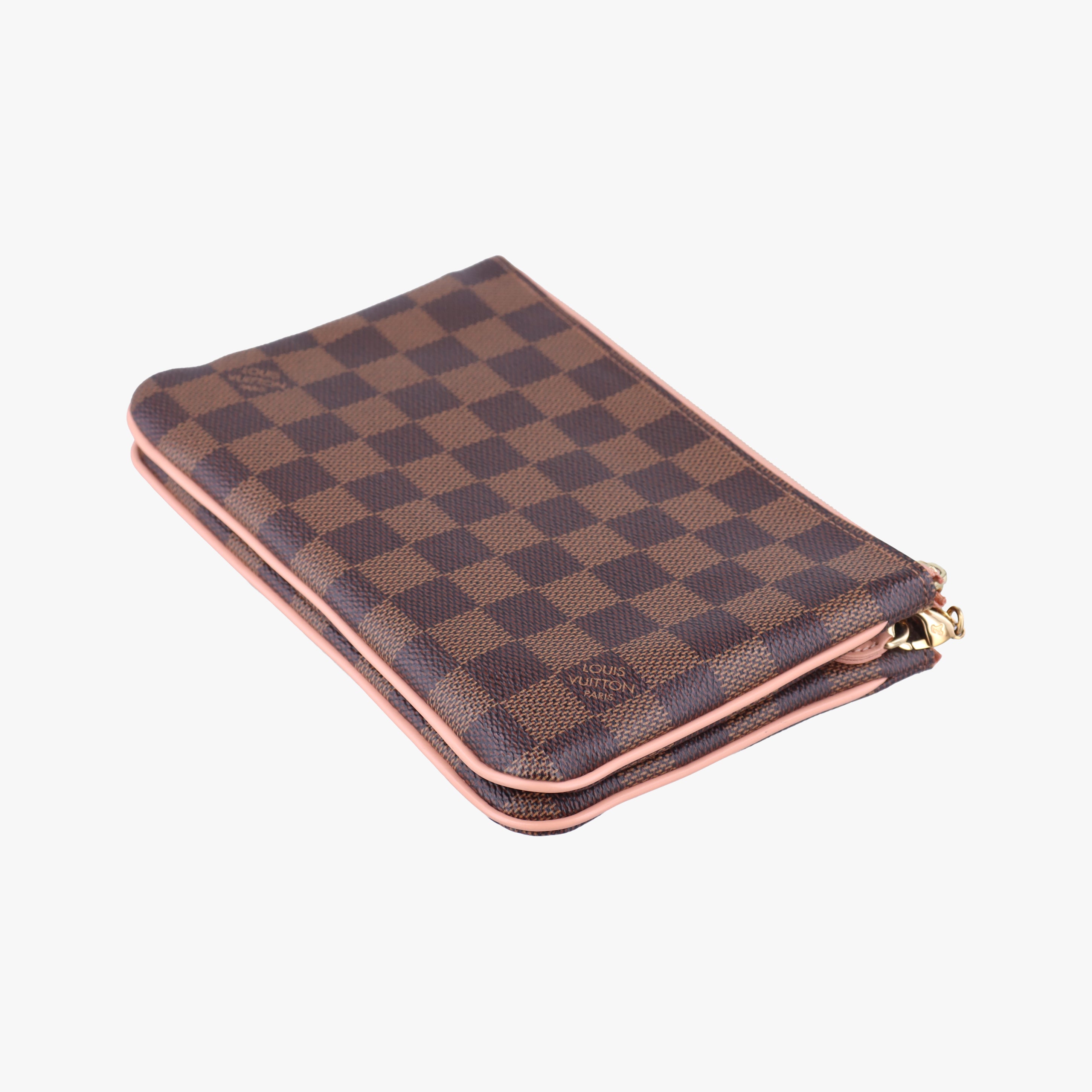 Vintage Louis Vuitton Pochette Double Zip EBENE×Rose Ballerine Damier Canvas N60254 shoulderbag | stylenewstar
