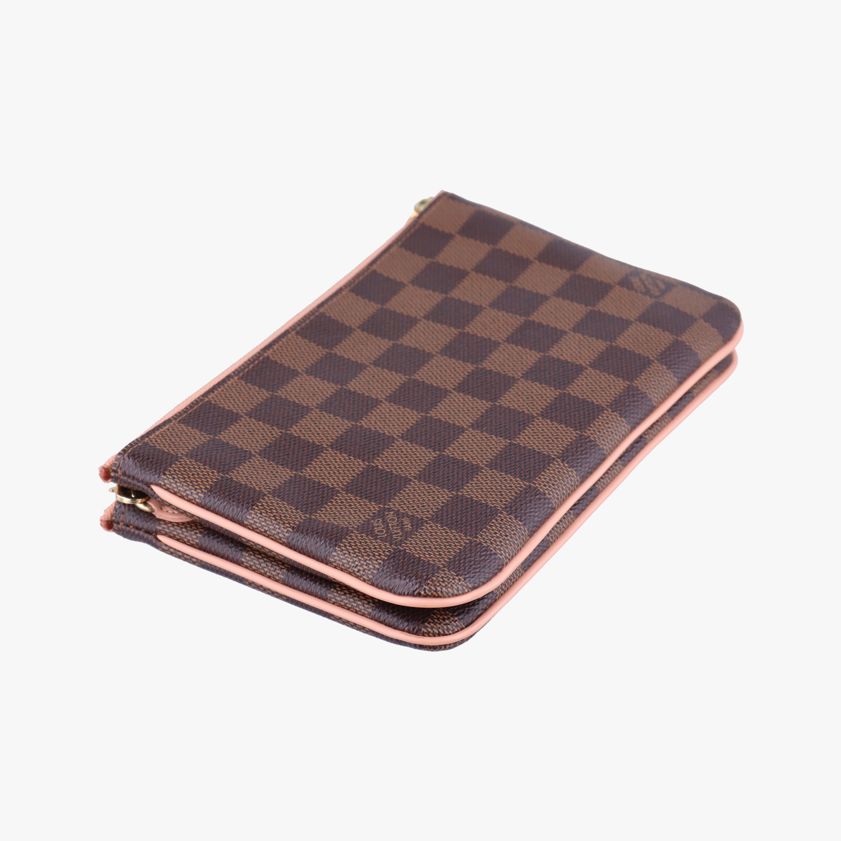 Vintage Louis Vuitton Pochette Double Zip EBENE×Rose Ballerine Damier Canvas N60254 shoulderbag | stylenewstar