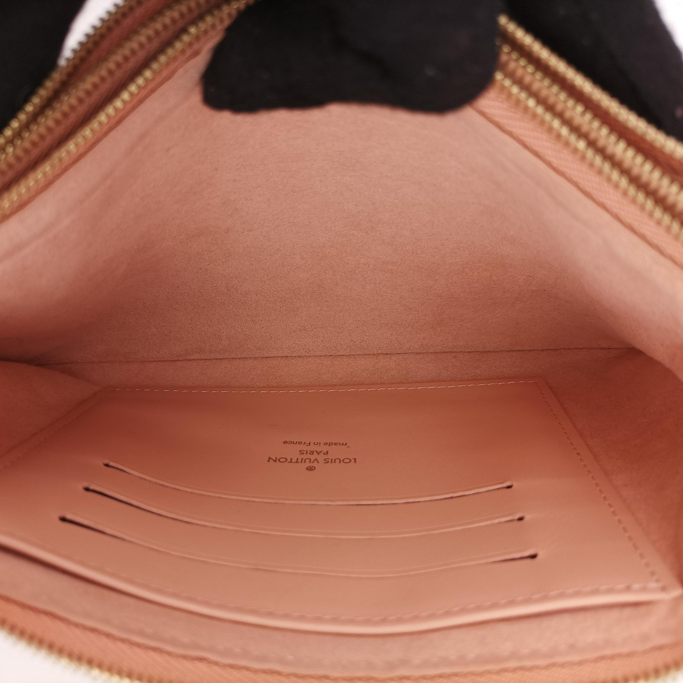 Vintage Louis Vuitton Pochette Double Zip EBENE×Rose Ballerine Damier Canvas N60254 shoulderbag | stylenewstar