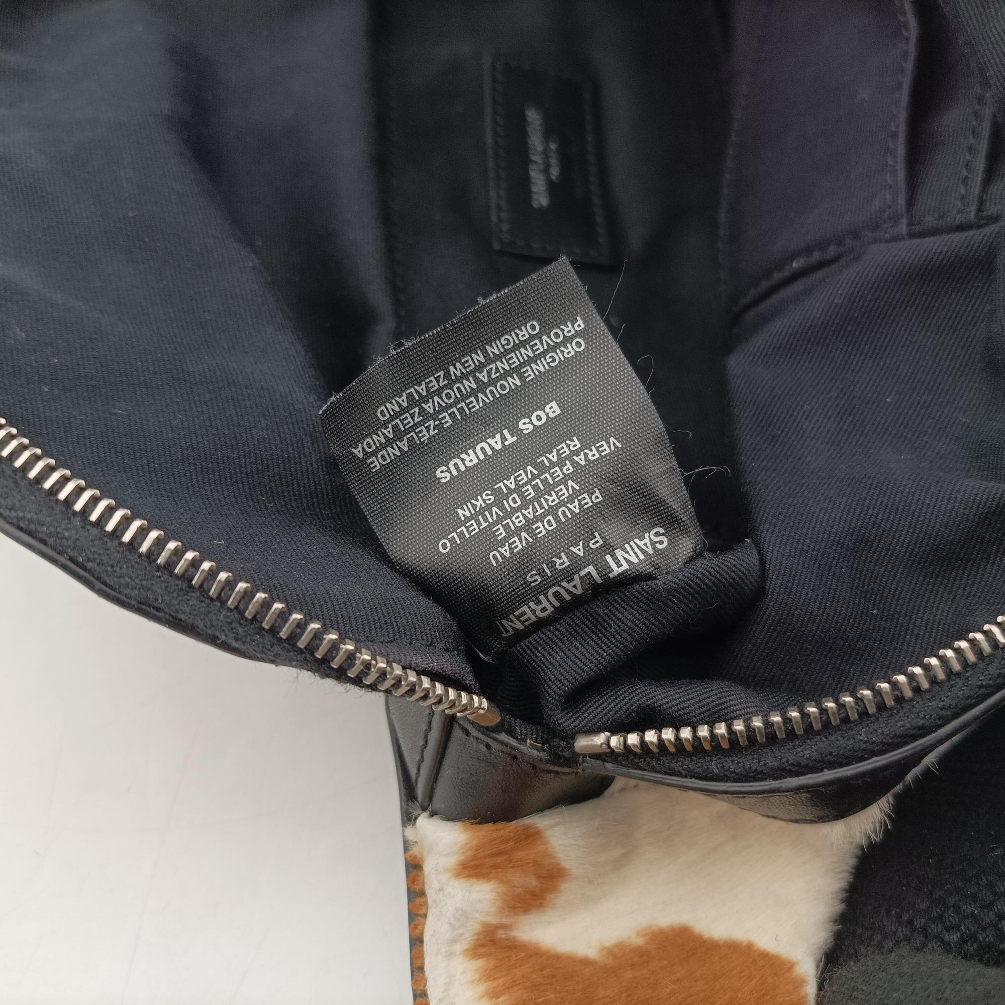 Pre-owned Yves Saint Laurent Cow Print Star Black×Multicolour ponyhair 557831 bum bag/waist bag | stylenewstar